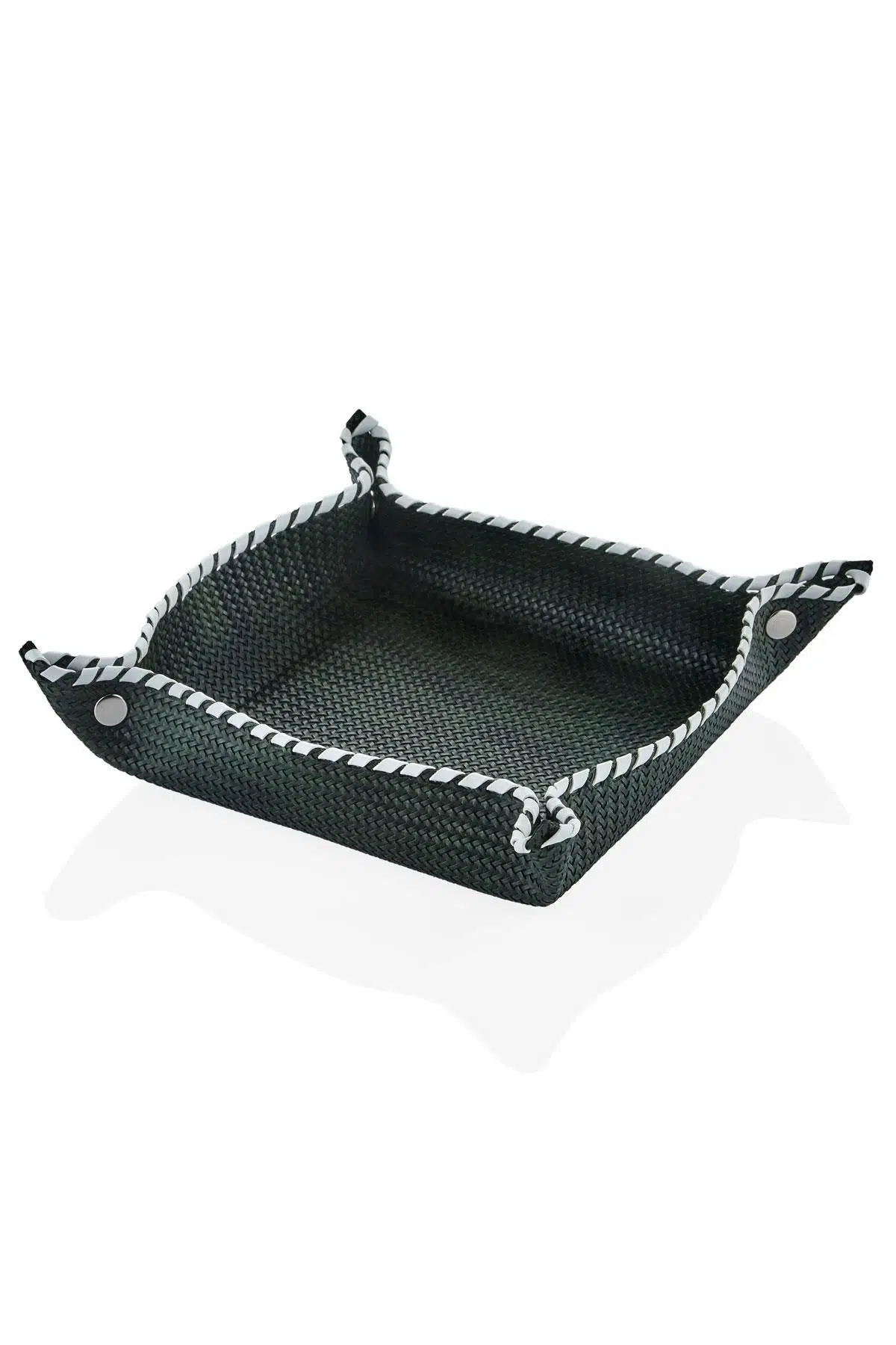 Luxe Faux Kare Vegan Deri Ekmeklik Yeşil 31*31*6 Cm