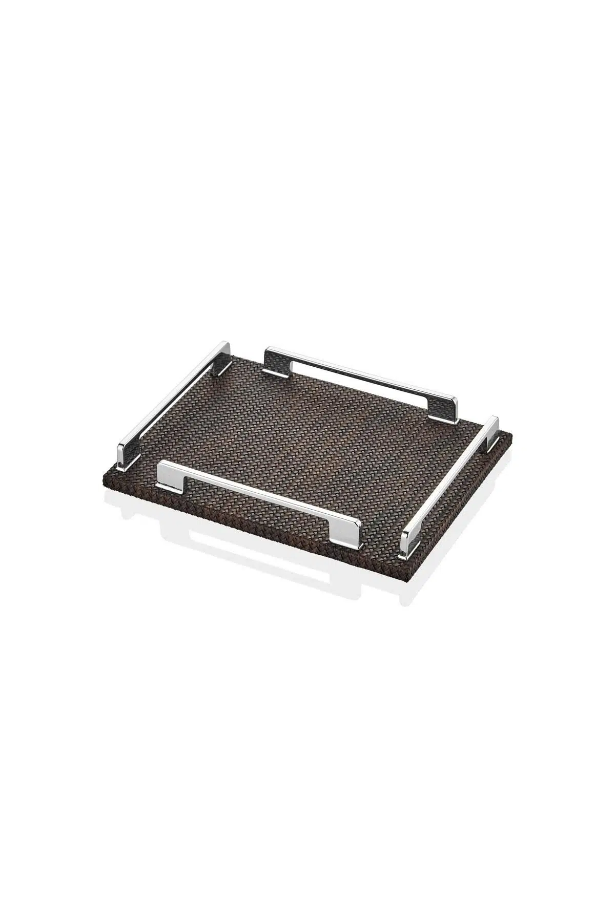 Luxe Faux Kare Vegan Deri Tepsi Kahve 19*25*3,5 Cm