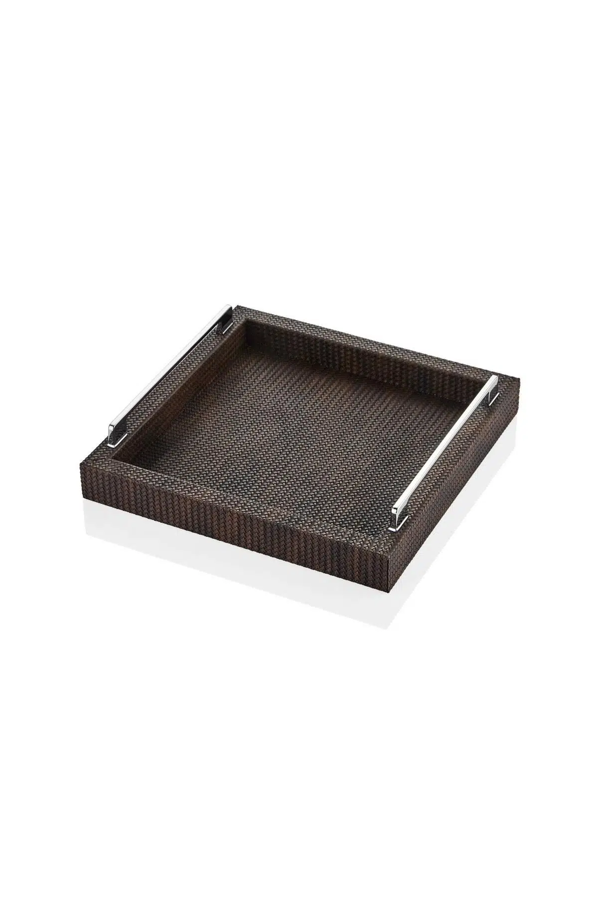 Luxe Faux Kare Vegan Deri Tepsi Kahve 30*30*6,5 Cm
