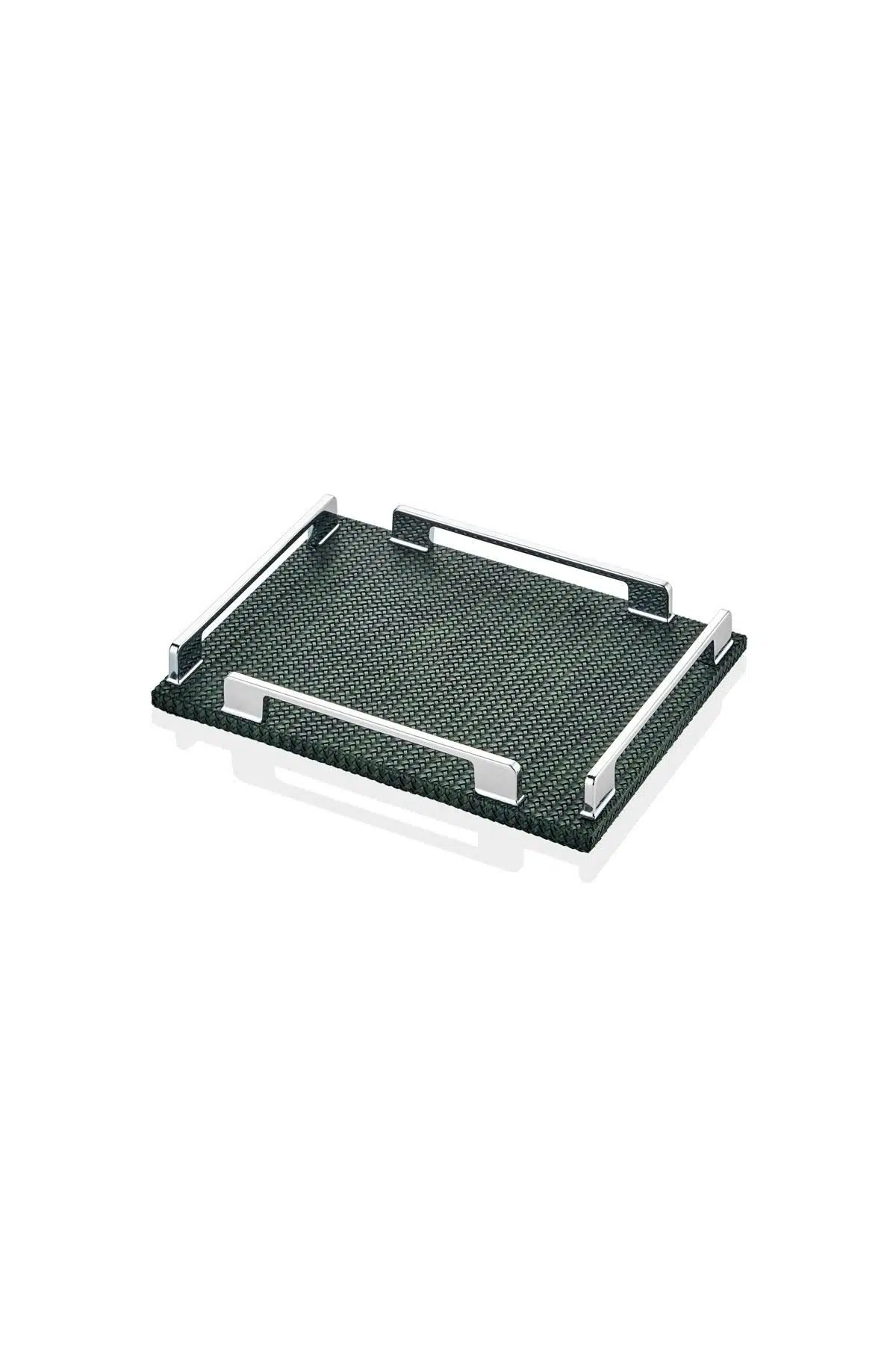 Luxe Faux Kare Vegan Deri Tepsi Yeşil 19*25*3,5 Cm