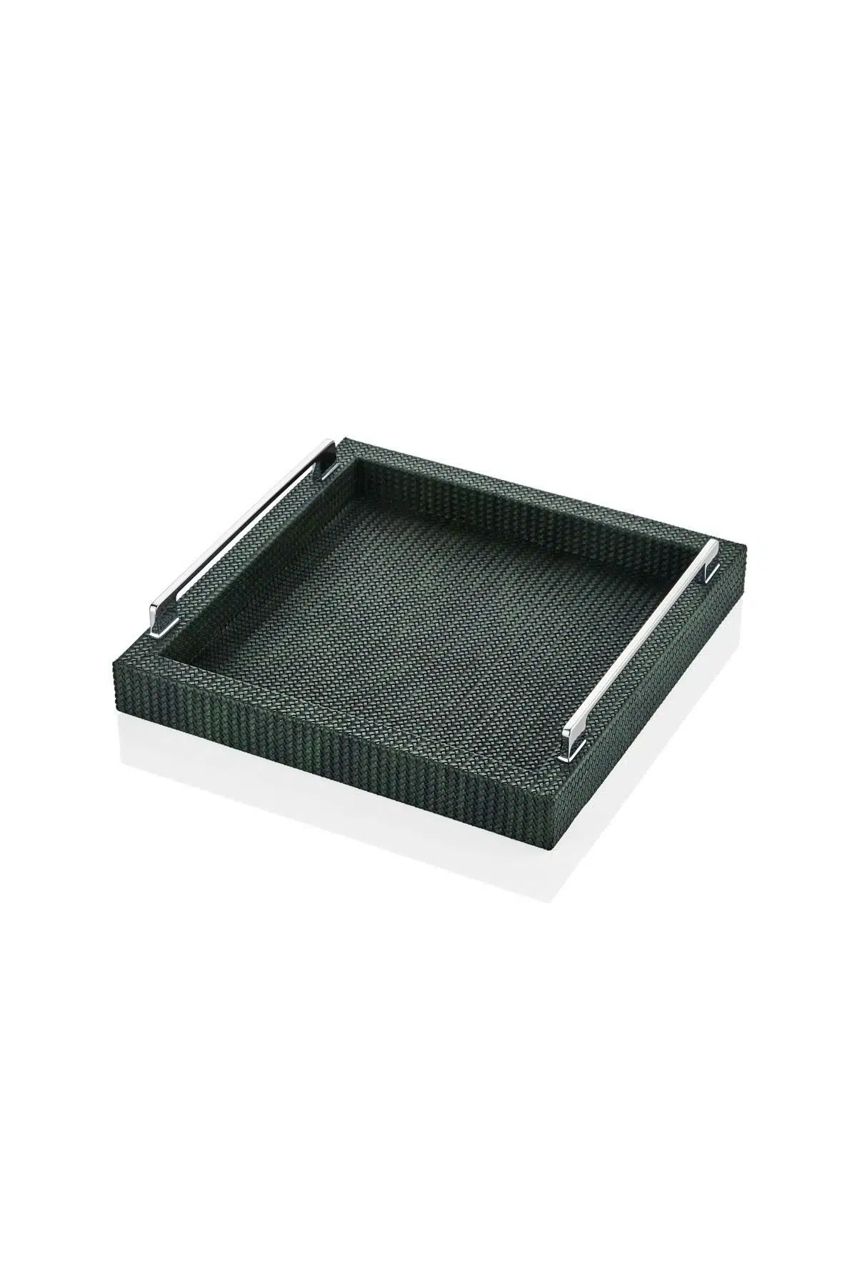 Luxe Faux Kare Vegan Deri Tepsi Yeşil 30*30*6,5 Cm