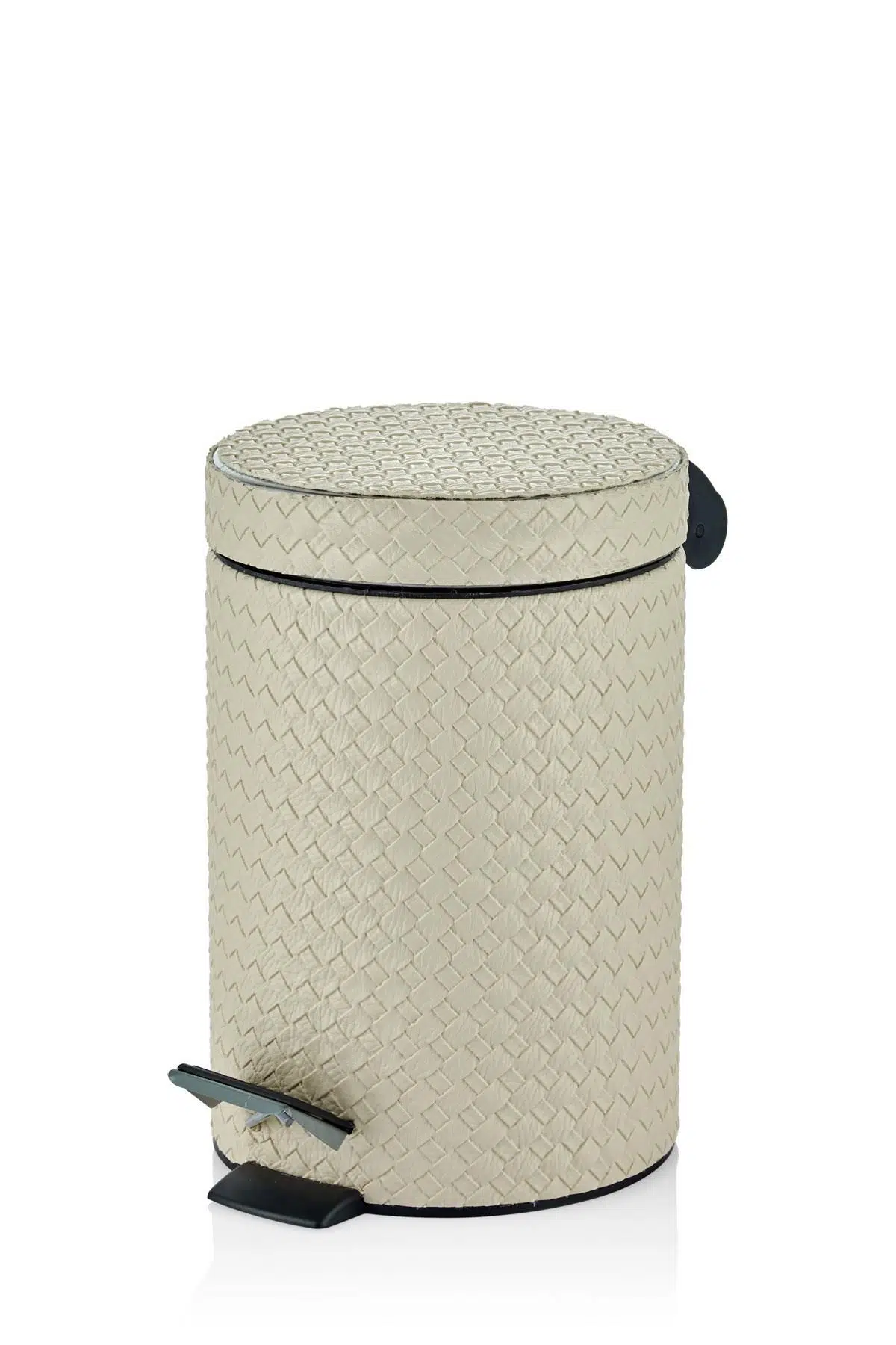 Luxe Faux Vegan Deri 5 Lt Çöp Kovası Krem 25*18*27 Cm