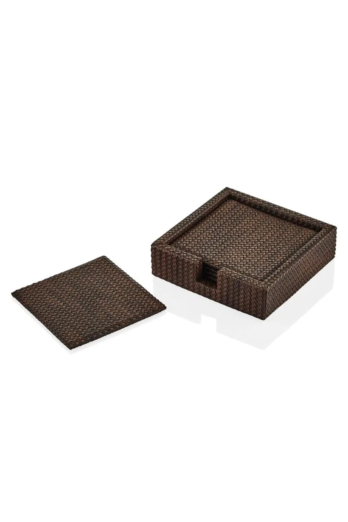 Luxe Faux Vegan Deri Bardak Altlığı 6Lı Set Kahve 13*13*3,5 Cm