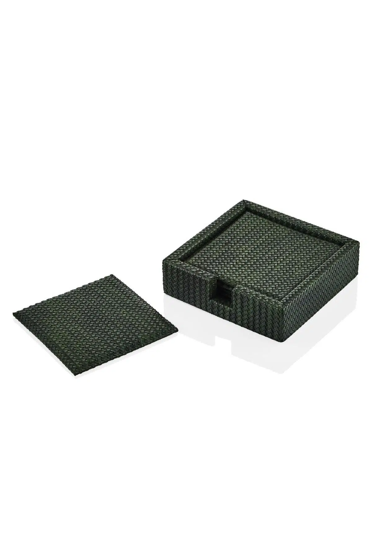 Luxe Faux Vegan Deri Bardak Altlığı 6Lı Set Yeşil 13*13*3,5 Cm