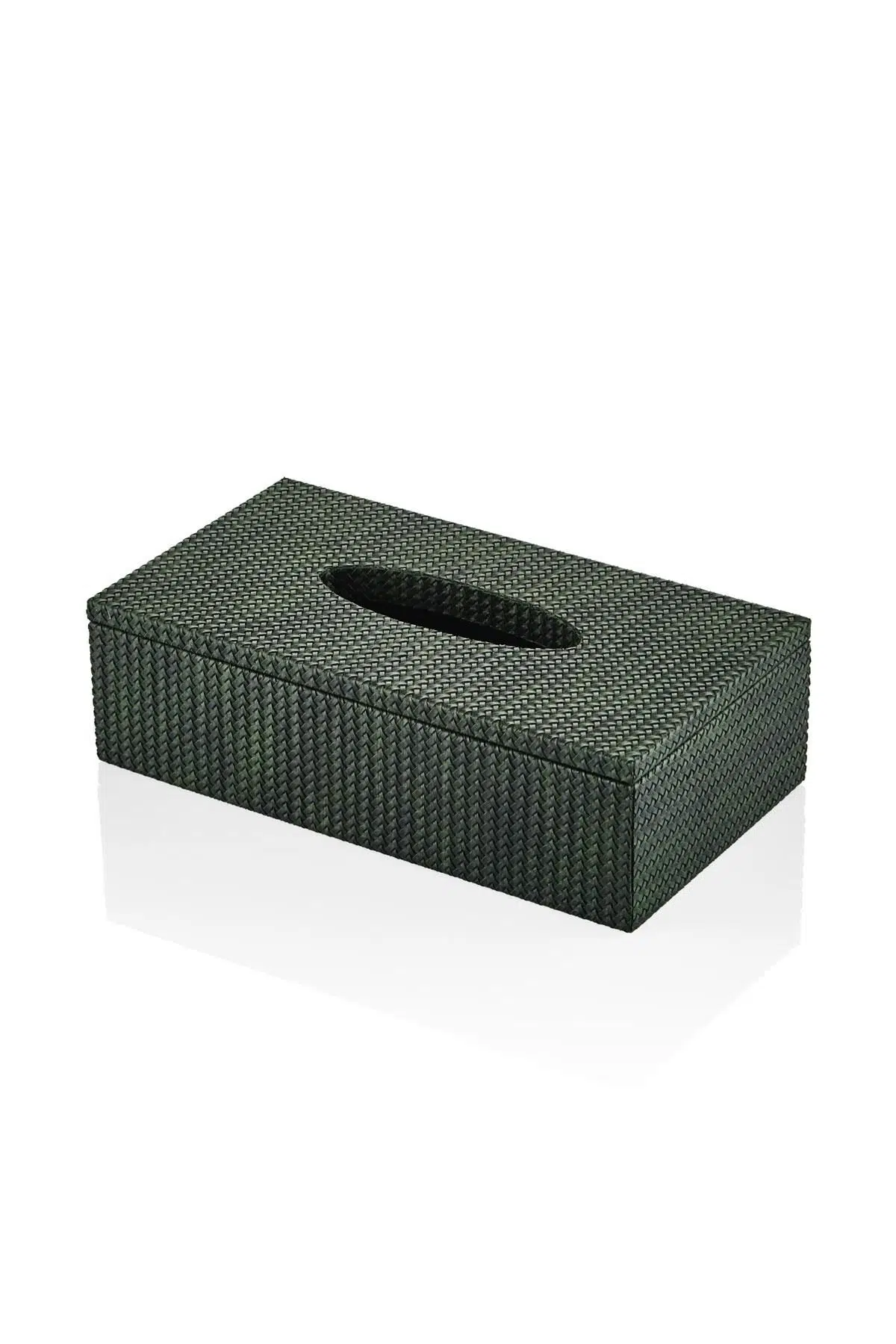 Luxe Faux Vegan Deri Dikdörtgen Kutu Peçetelik Yeşil 25*14*7 Cm