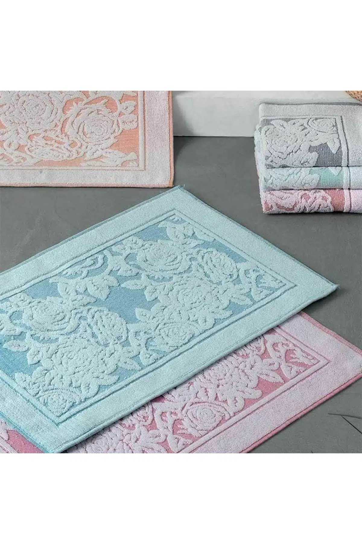 Maxstyle Rose Jakarlı 50X70 Cm Paspas Somon