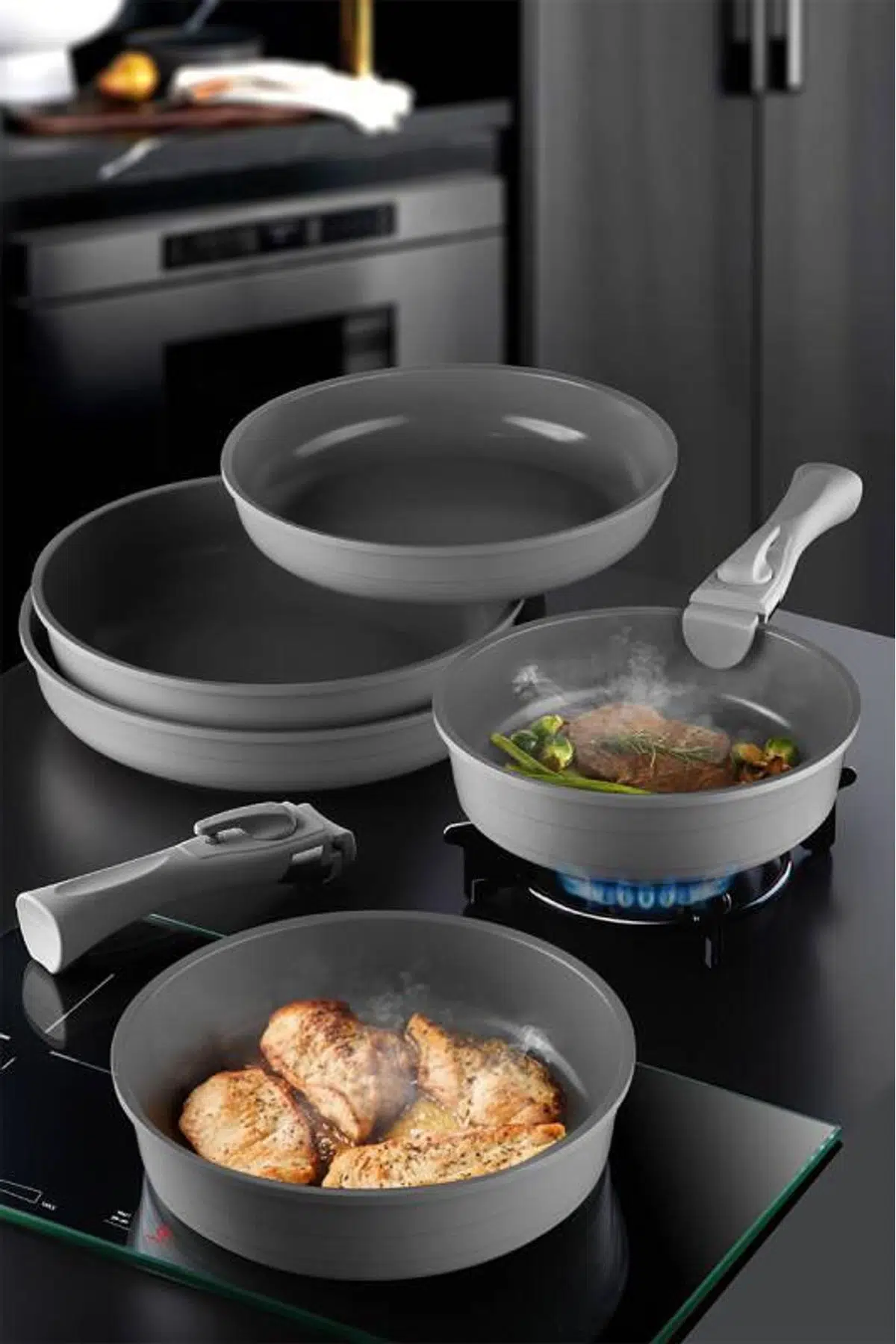 Neoflam MİDAS TAVA SETİ INDUCTION 7 PARÇA GRİ