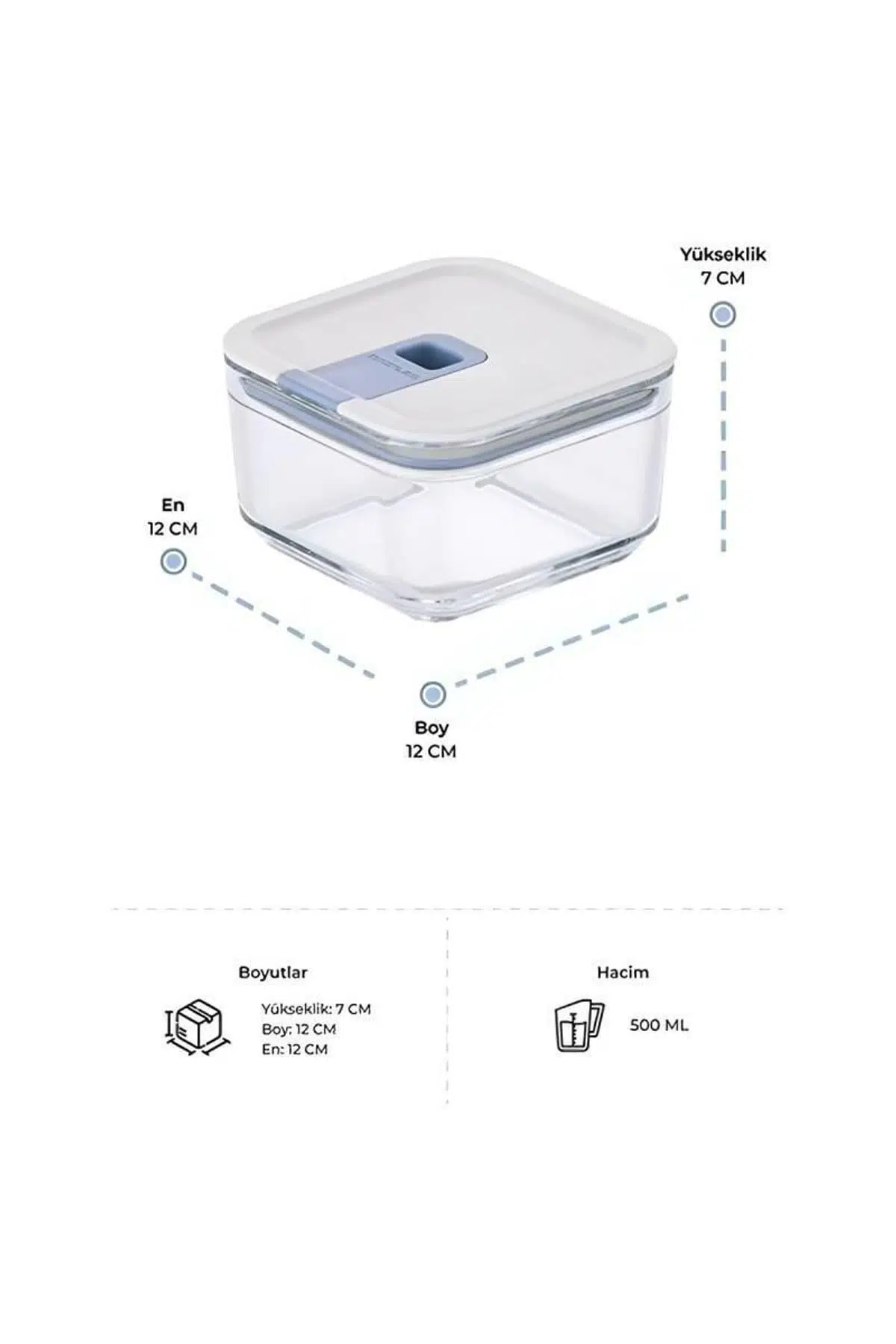 Neoflam Perfect Seal Kare Cam Saklama Kabı 500Ml