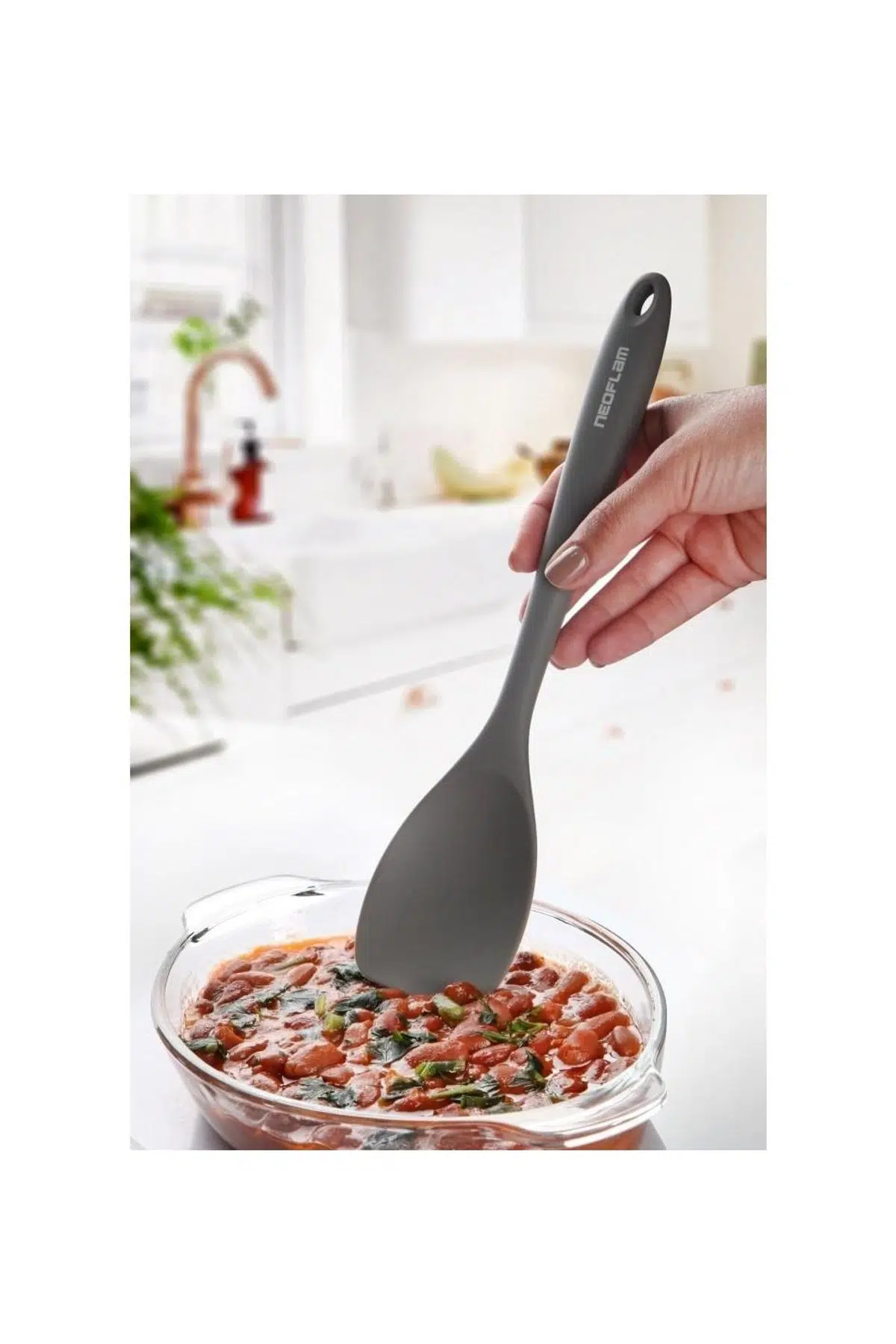 NEOFLAM SİLİKON DERİN SPATULA GRİ