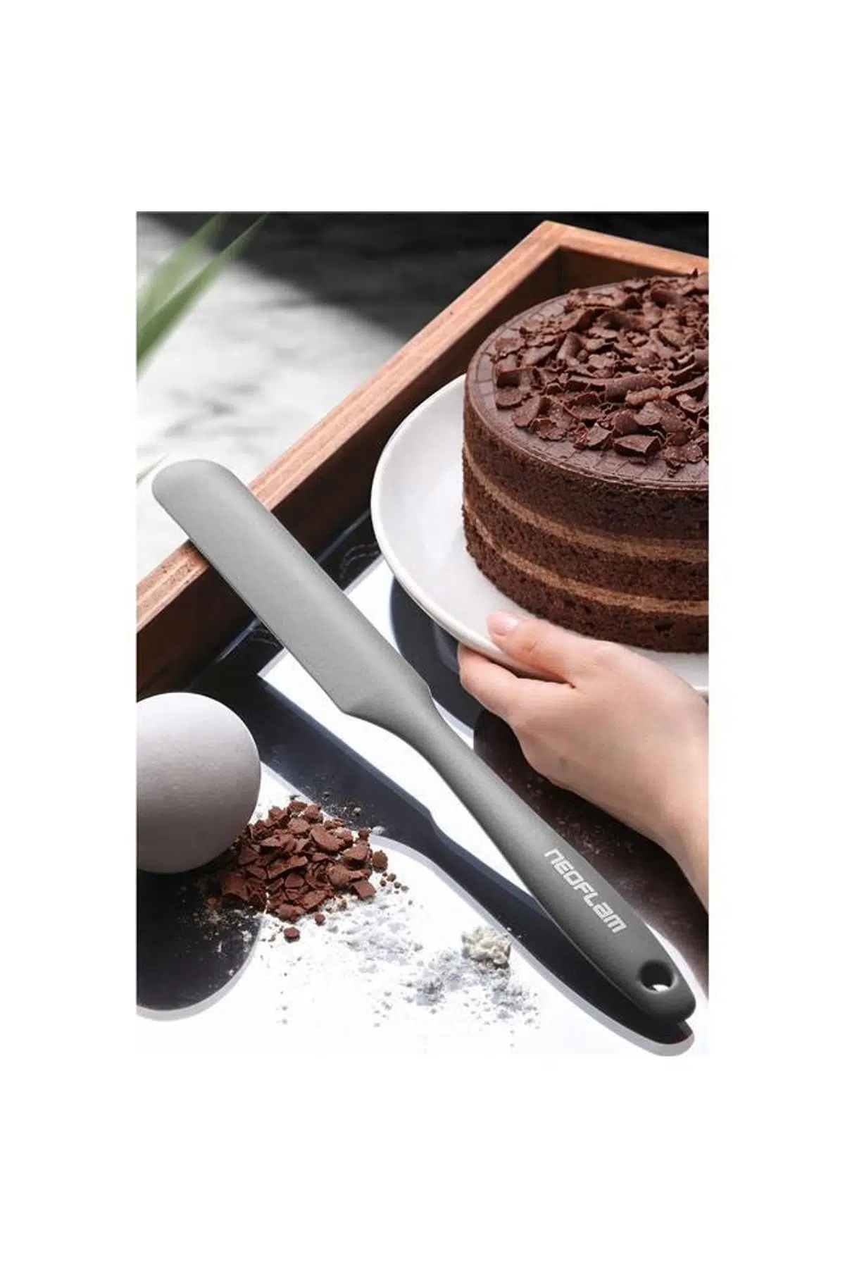 Neoflam Silikon İnce Pasta Spatulası Gri