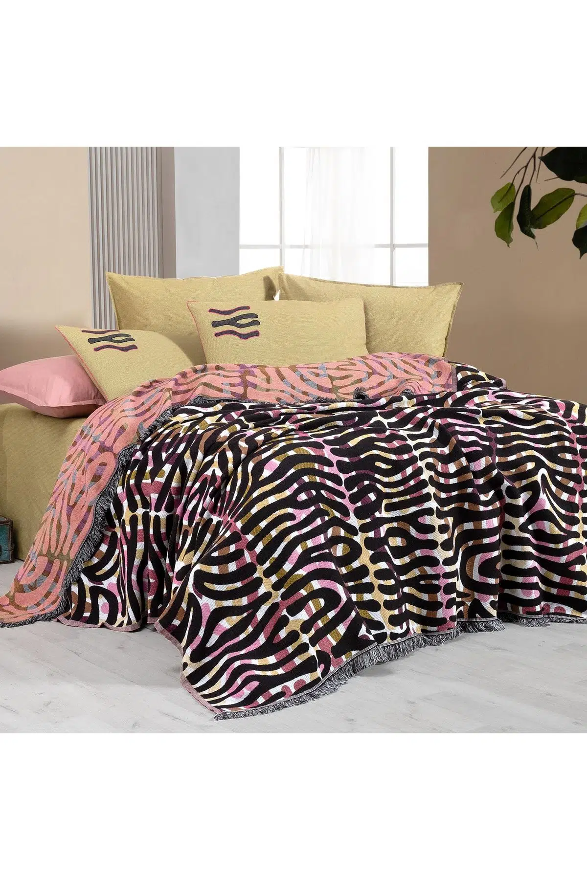 Sarev Lole Multicolor Tek Kişilik %100 Pamuk İpliği Boyalı Pike Takımı