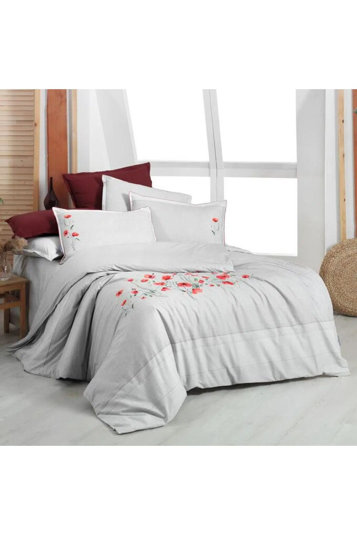 Sarev Serra Fancy Poplin King Size Nevresim Takımı Gri