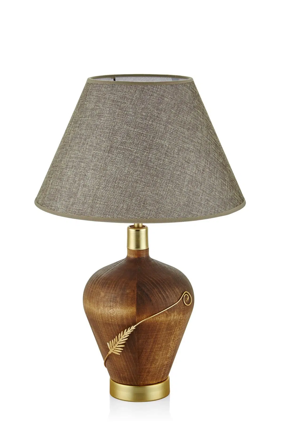 Seta Tel Yapraklı Ahşap Abajur Kısa 31*31*50 Cm