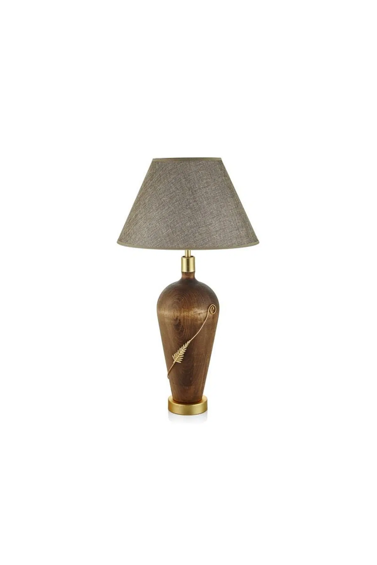 Seta Tel Yapraklı Ahşap Abajur Uzun 31*31*62 Cm