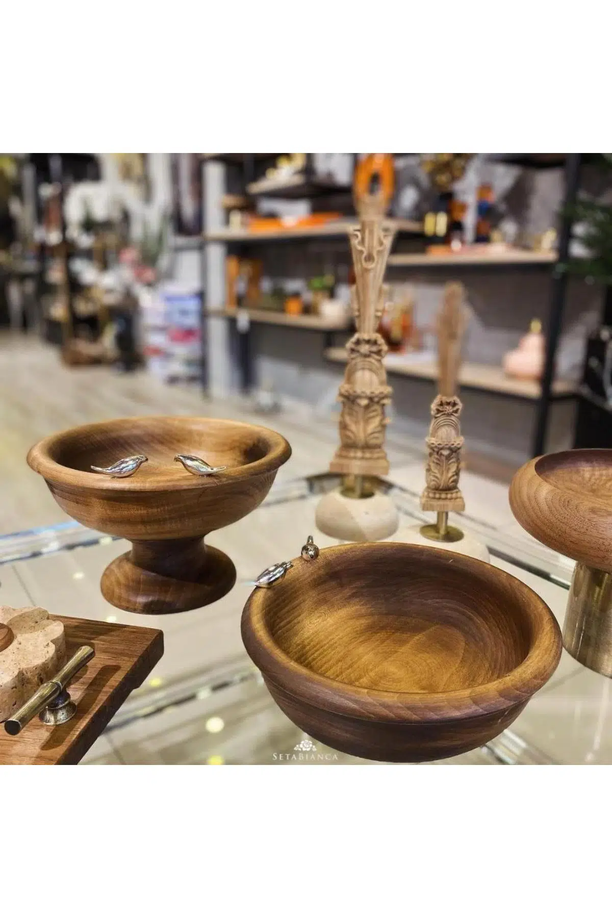 Seta Ahşap Kızıl Altın Serçe Meyvelik 27*27*10 Cm ı