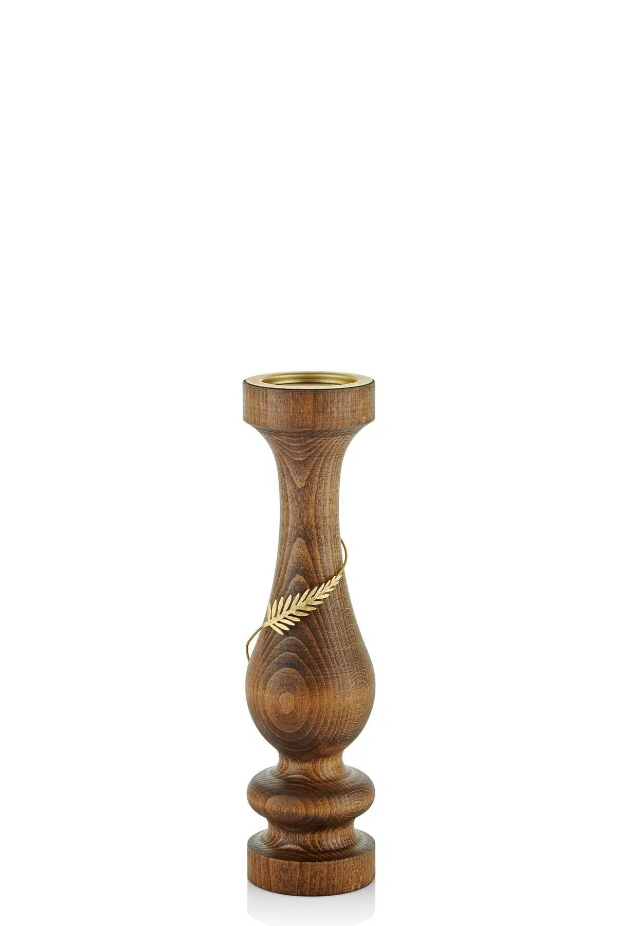 Seta Tel Yapraklı Ahşap Mumluk 9*9*35 Cm