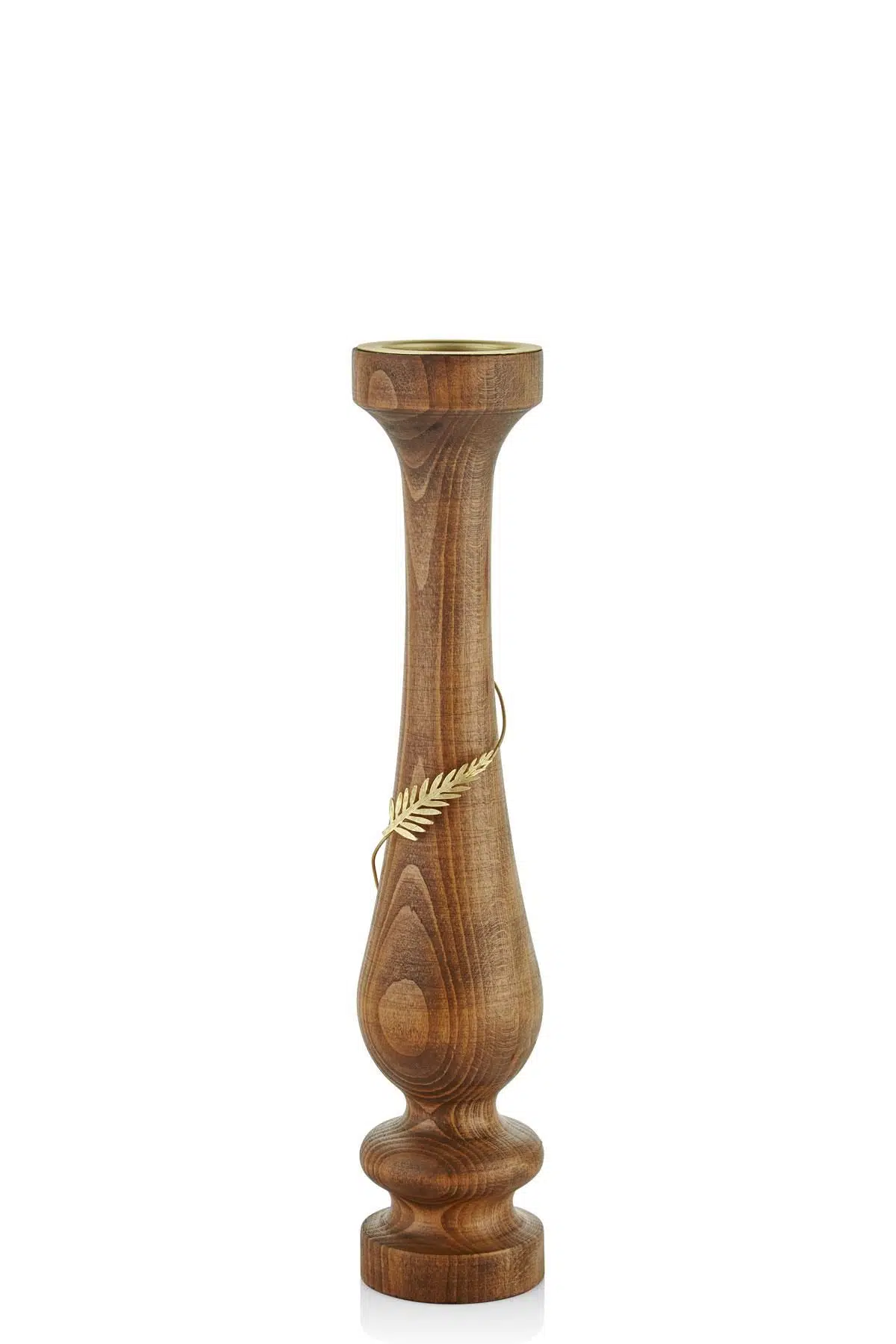 Seta Tel Yapraklı Ahşap Mumluk 9*9*45 Cm