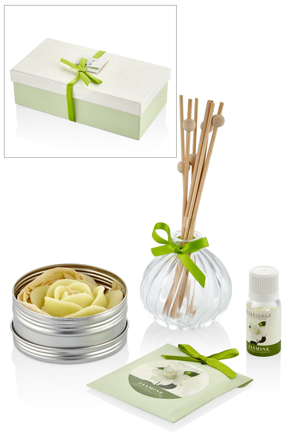 Seta Aroma Diffuser Set Metal Mum Tütsü Jasmıne 25*13*8Cm