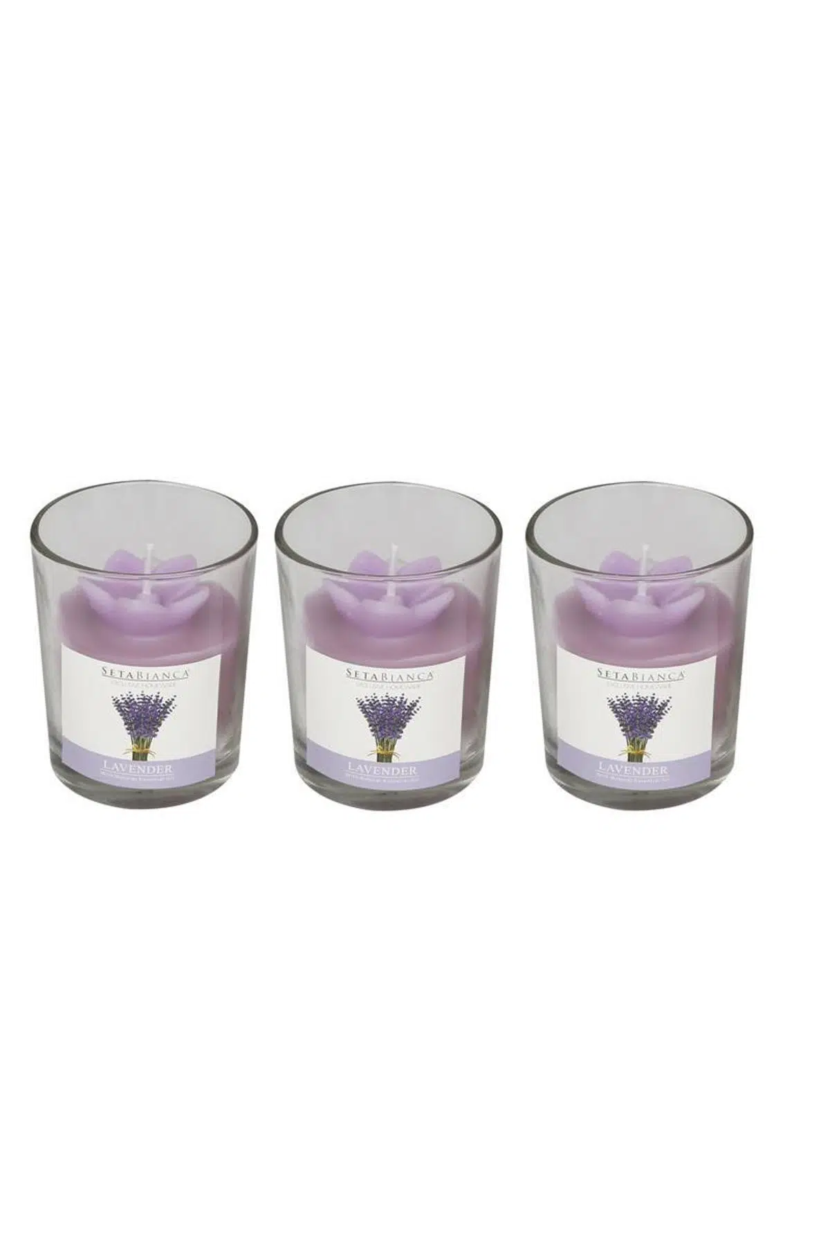 Seta Aroma Mum Kokulu Cam Bardak 3Lü Lavender 16.5*5.5*5.5Cm