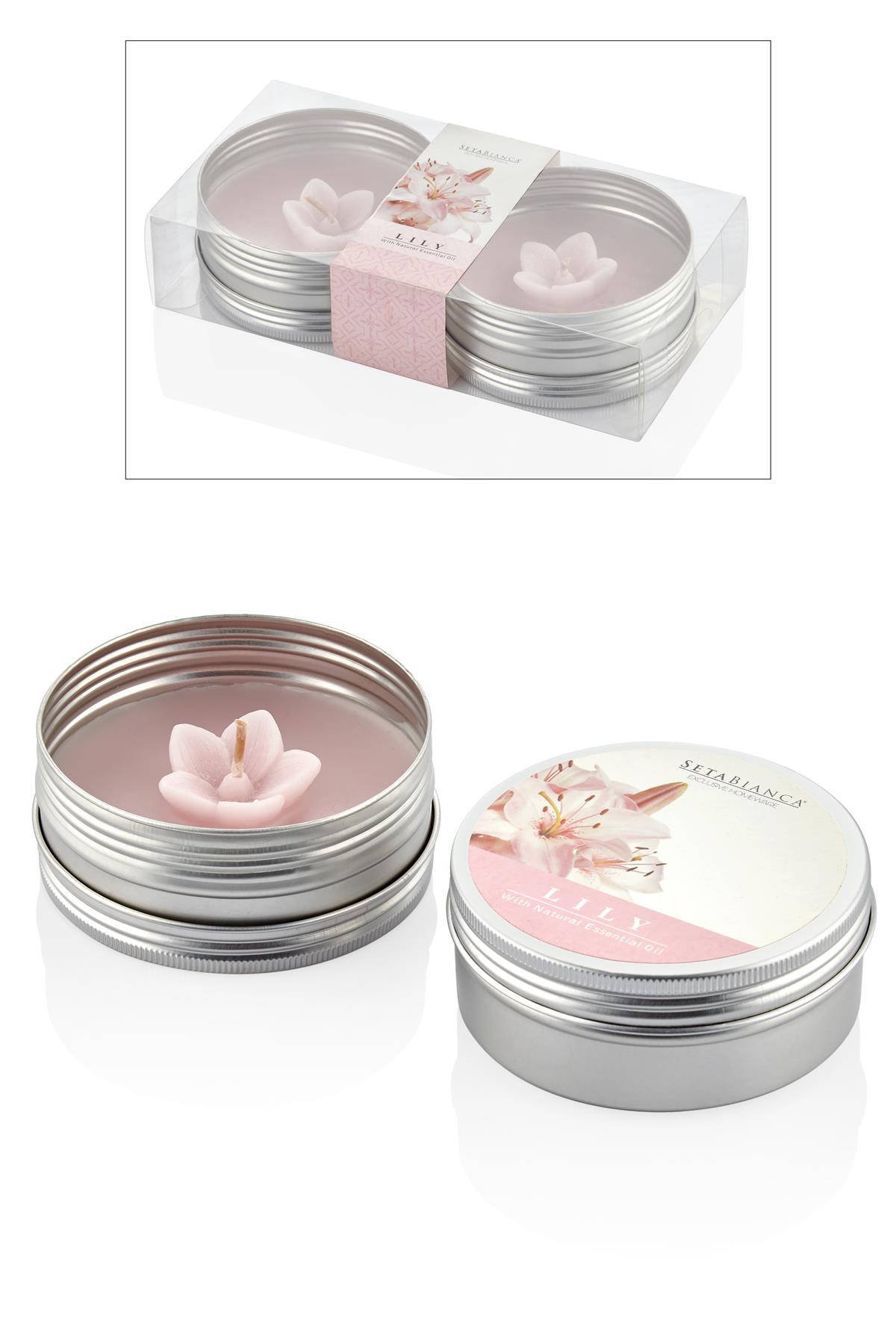 Seta Aroma Mum Kokulu Metal Kutu 2Li Lıly 17.2*8.5*3.7Cm