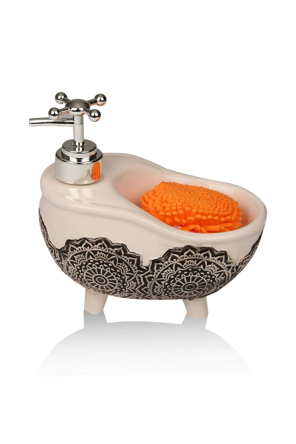 Seta Bath Sıvı Sabunluk Süngerli Beyaz 16X10X15 Cm