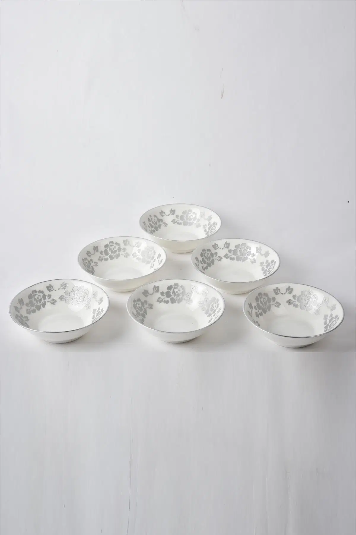 Seta Bone Chına Kase 6 Lı Set Gül Gümüş