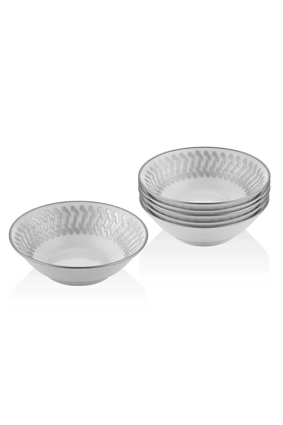 Seta Bone Chına Kase 6 Lı Set Helezon Gümüş