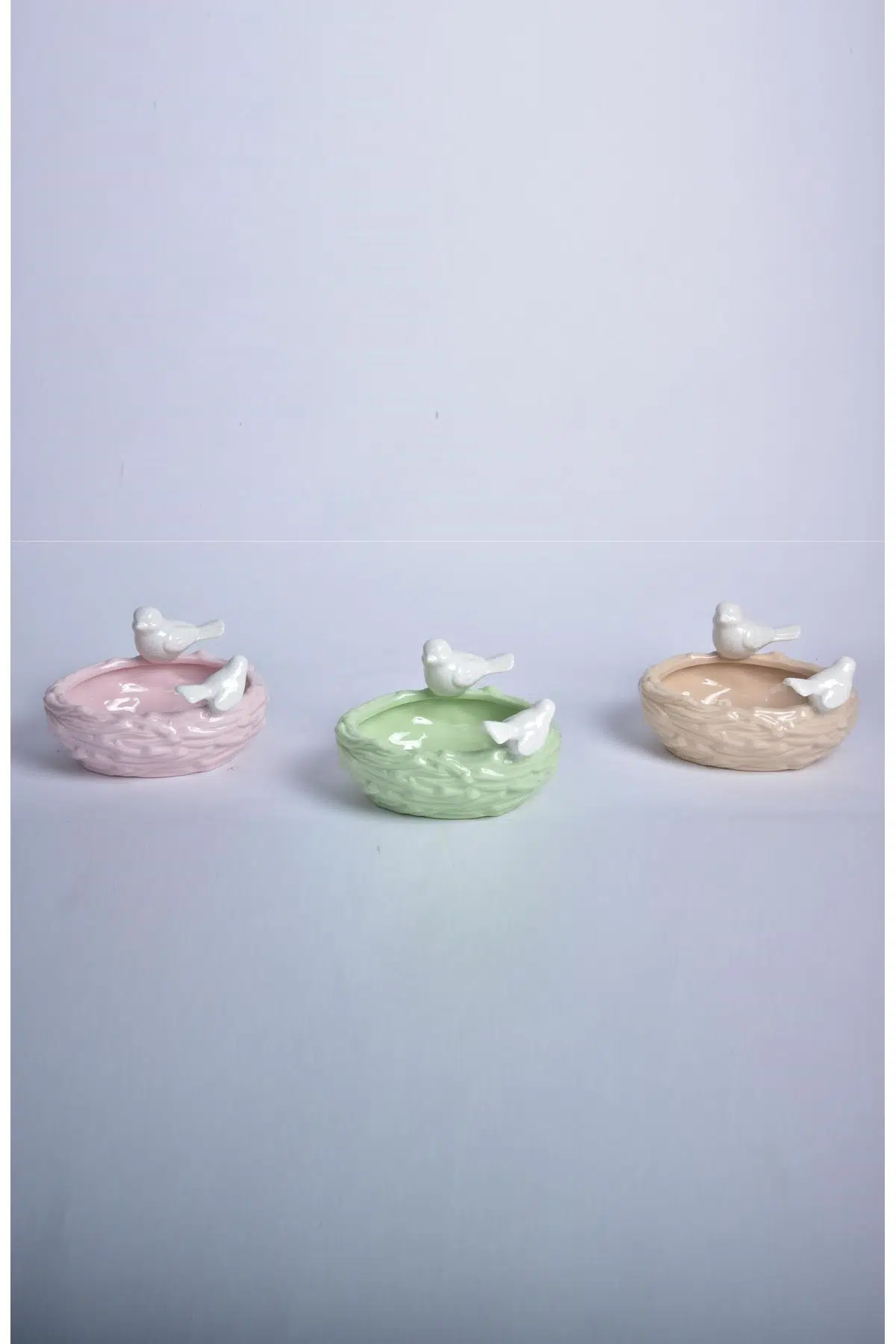 Seta Ceramic Kase 2 Kuşlu Kahve 13*13*9 Cm