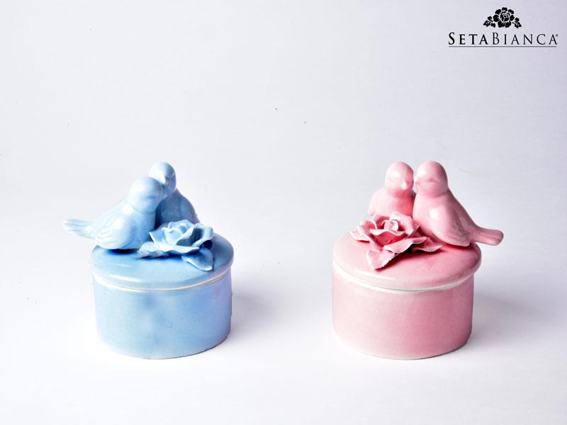 Seta Ceramic Mını Kutu Kuş Gül Mıx 2 Color 9X9X10 Cm