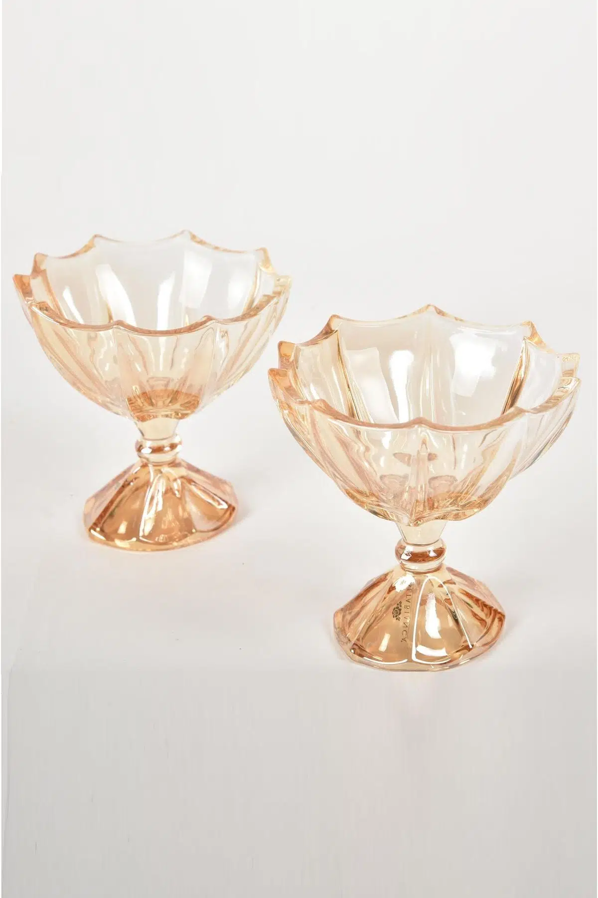 Seta Crystal Amber Mını Ayaklı Köşeli 2Li Kase 12.5*12.5*12
