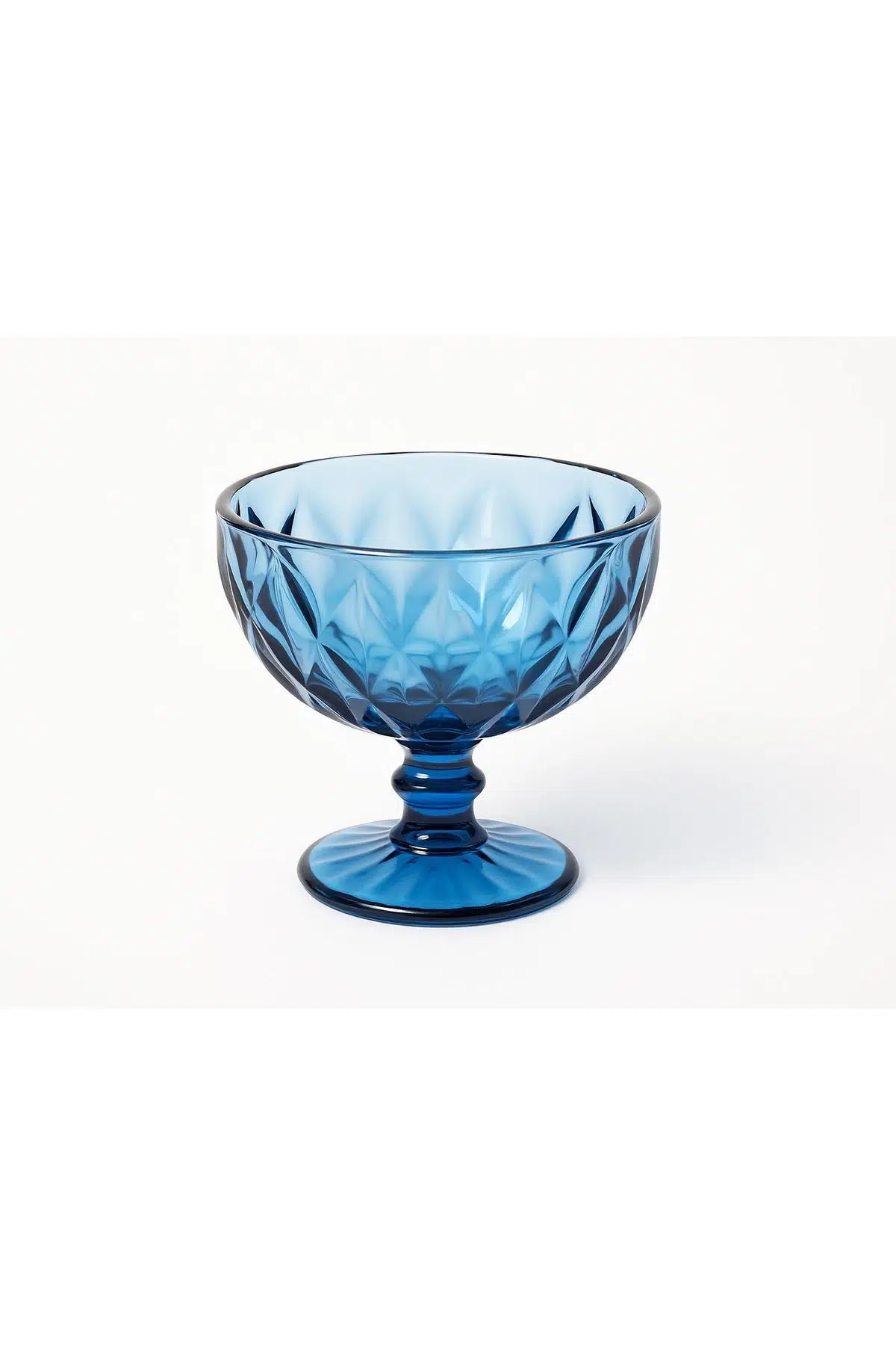 Seta Crystal Colors 6Lı Ayaklı Kase Ekose Desen Mavi