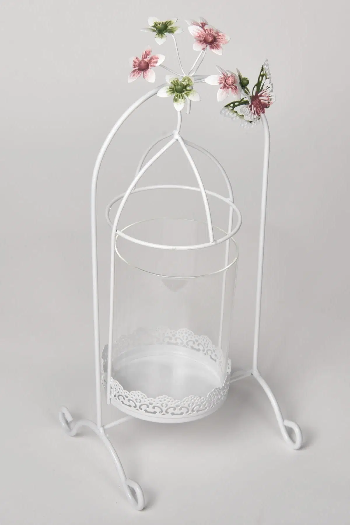 Seta Ferforje Flower Standlı Mumluk Büyük 15X35 Cm