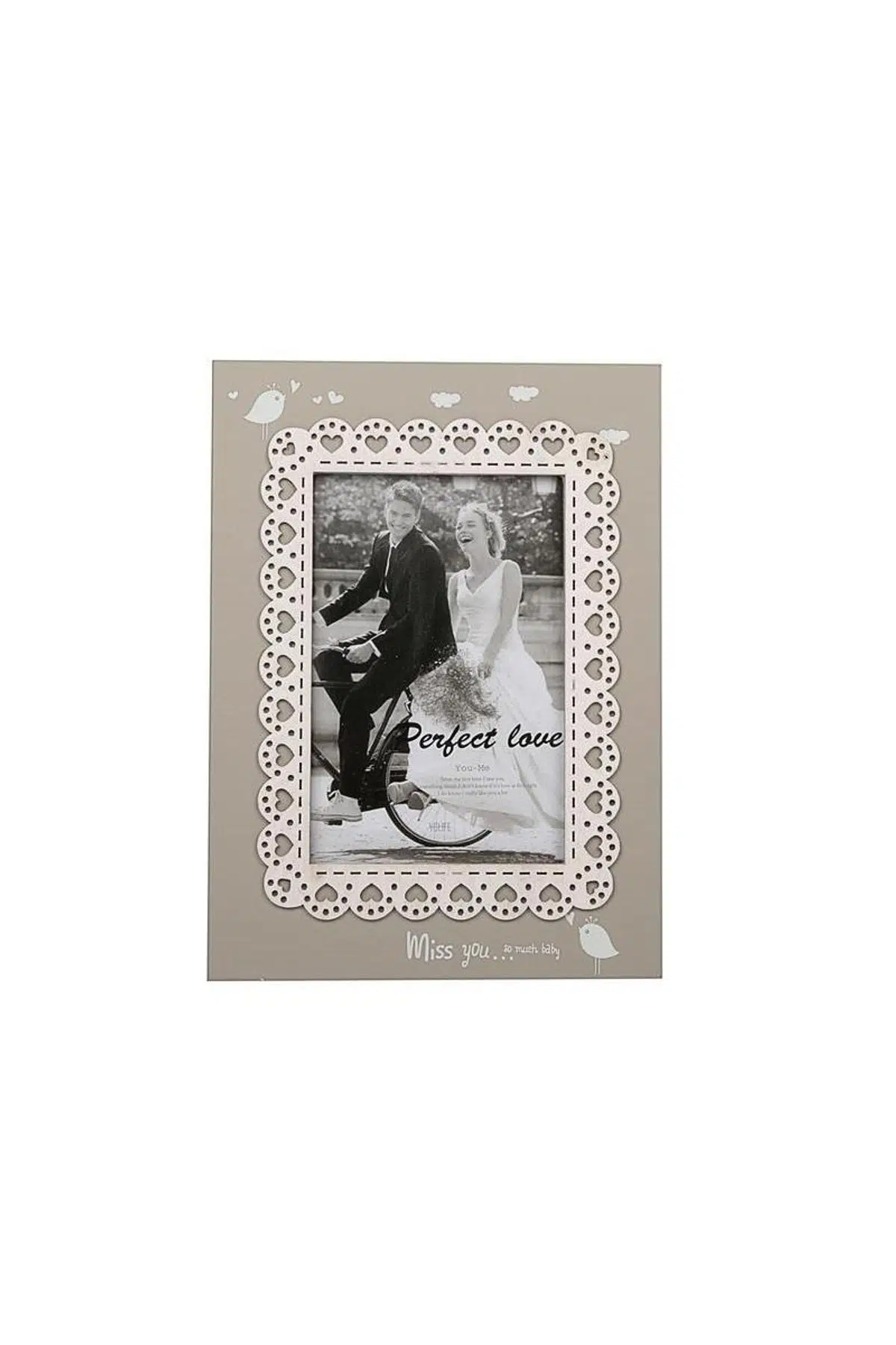Seta Frame Çerçeve Ahşap Gri Dantel 10X15 Cm