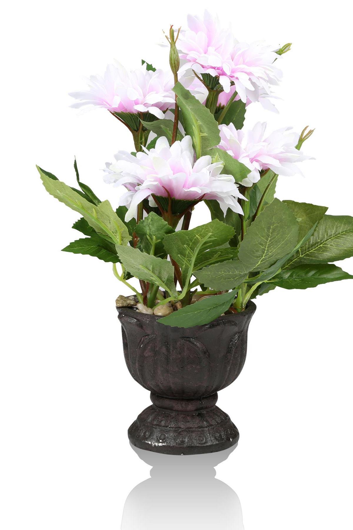 Seta Garden Çiçek Lila Siyah Vazo 33 Cm