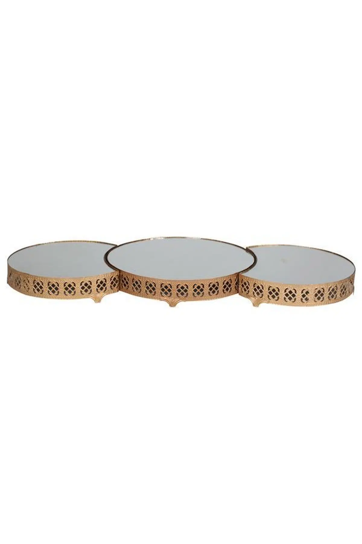 Seta Jardinyer Set 3Lü Yuvarlak Gold Ekose Byk 80*35*5 Cm