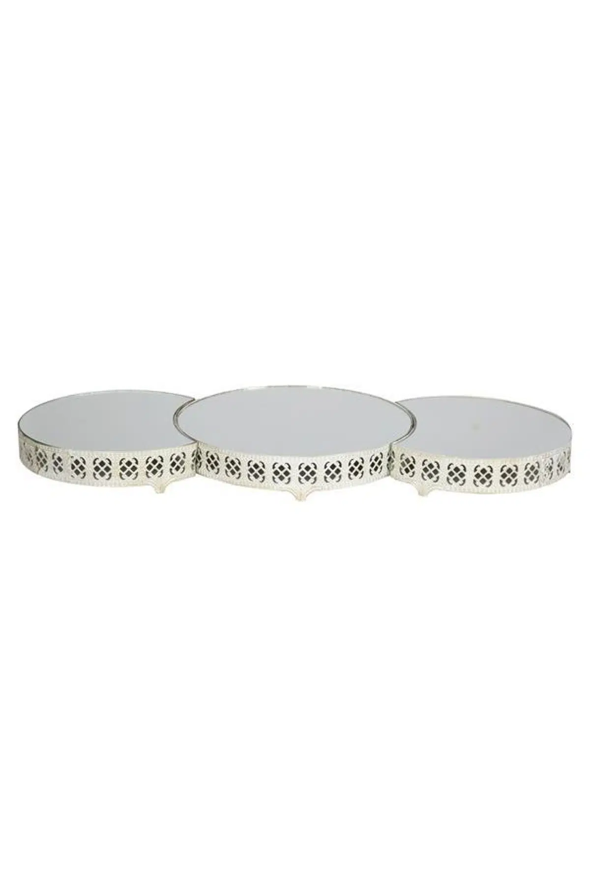 Seta Jardinyer Set 3Lü Yuvarlak Krem Ekose Byk 80*35*5 Cm
