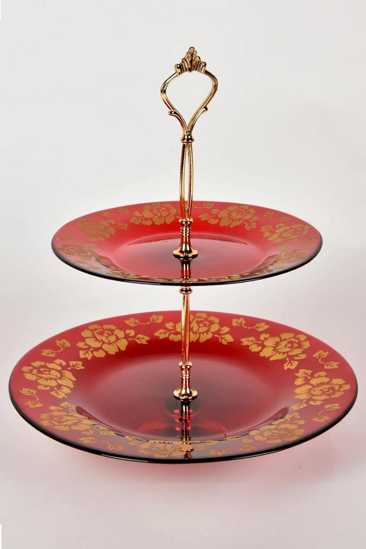 Seta Katlı Kurabiyelik Güllü Kırmızı 26*26*30 Cm