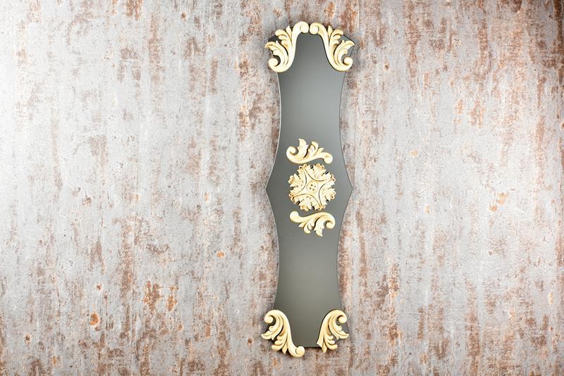 Seta Kristal Dekoratif Duvar Aynası Düğme Füme Krem 77X20 Cm