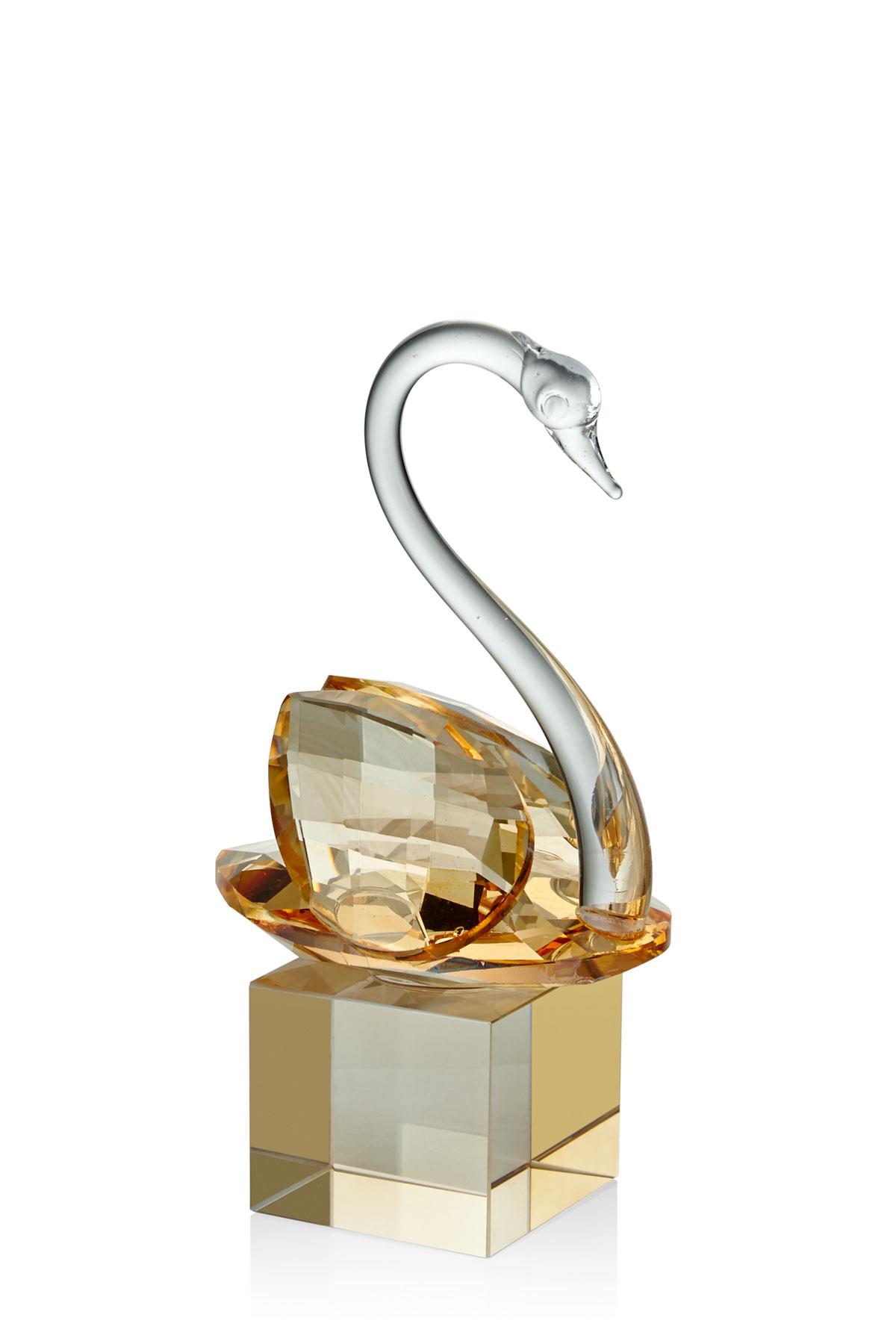 Seta Kristal Küp Kaideli Kuğu Amber 7*9*16 Cm