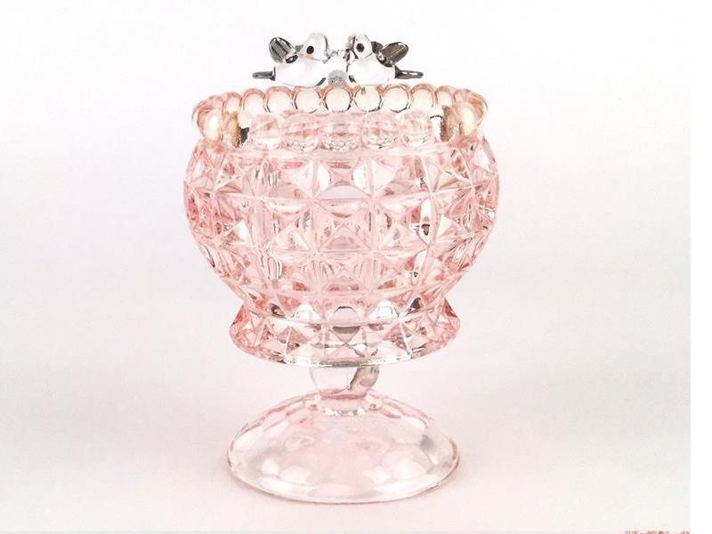 Seta Kristal Kuşlu Dondurmalık Ekose Lüster Pembe
