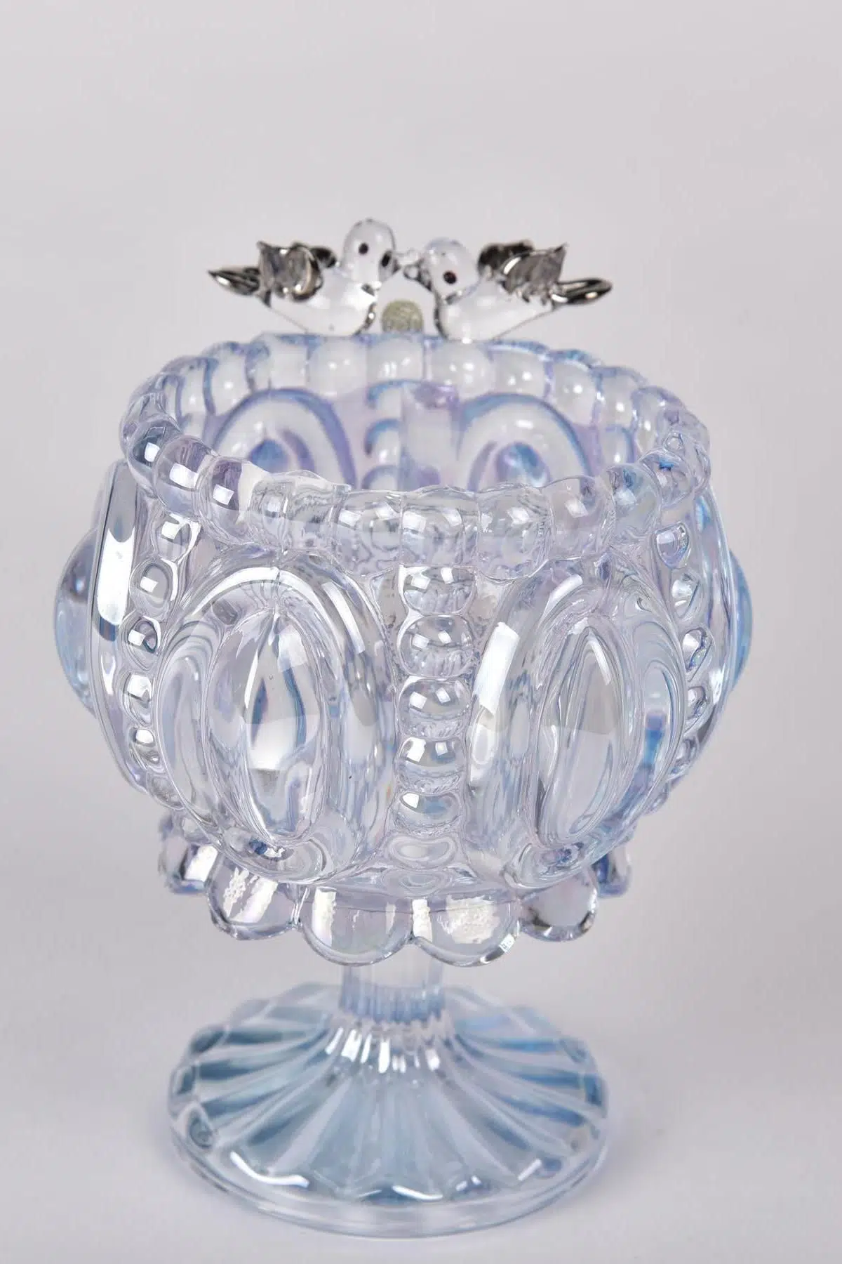 Seta Kristal Kuşlu Dondurmalık Rococo Mavi 9*9*13 Cm