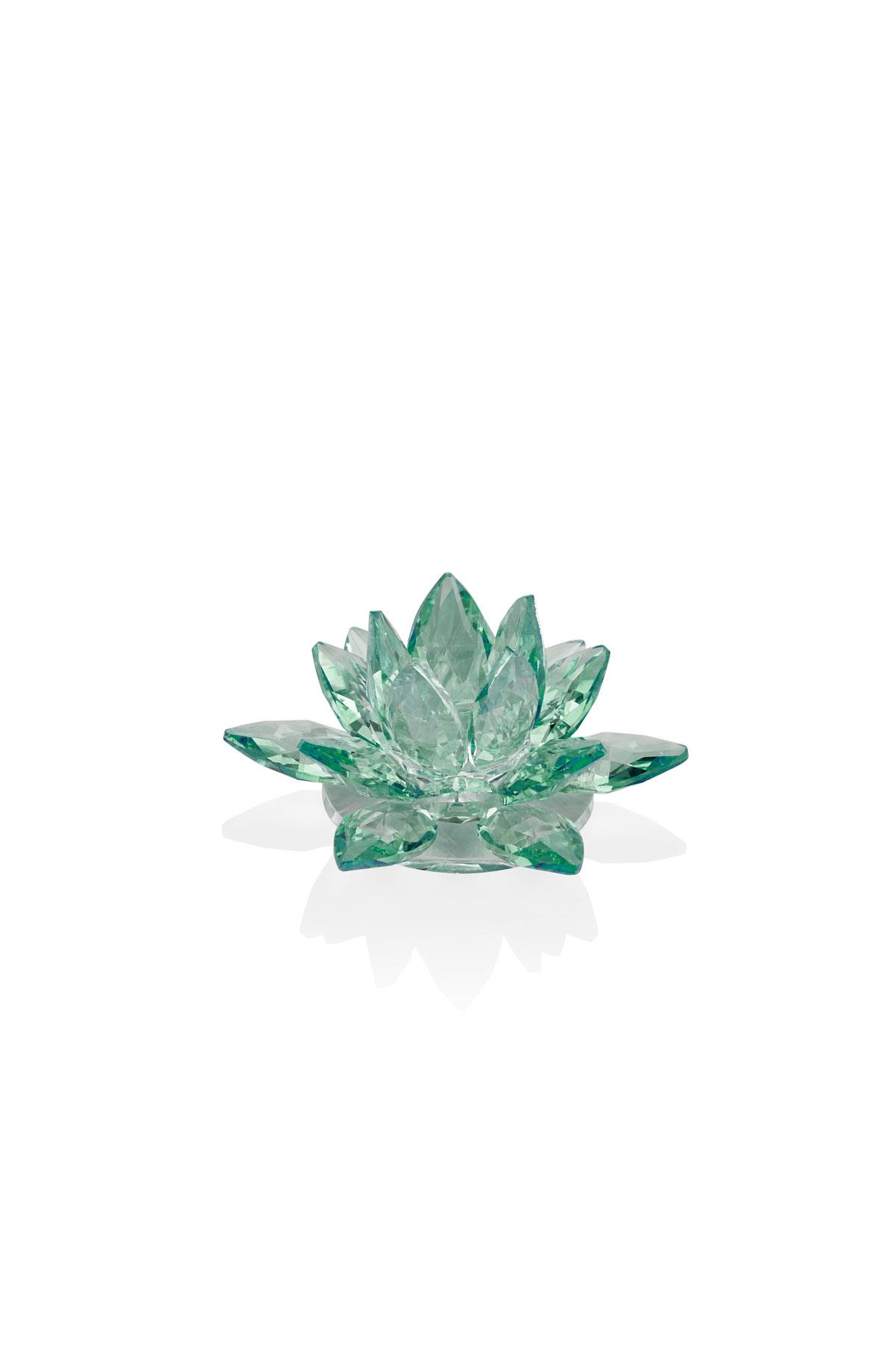 Seta Kristal Lotus Mumluk Yeşil 12*12*6 Cm