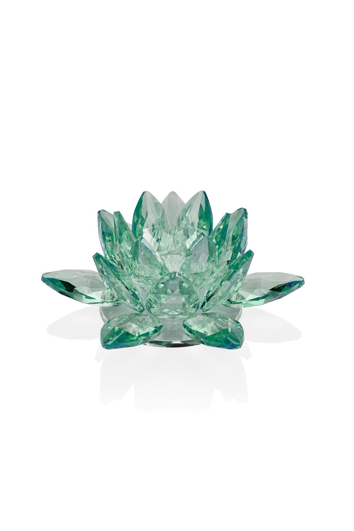 Seta Kristal Lotus Mumluk Yeşil 19*19*7,5 Cm