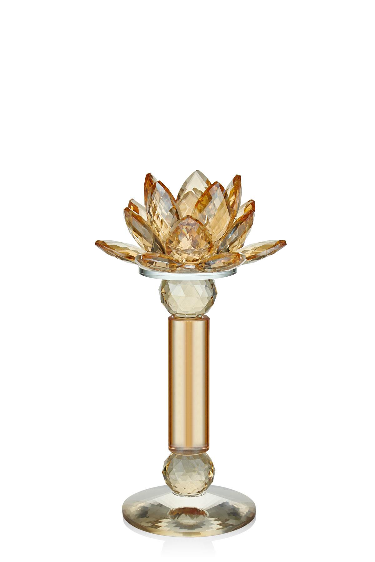 Seta Kristal Lotus Şamdan Amber 14*14*26 Cm