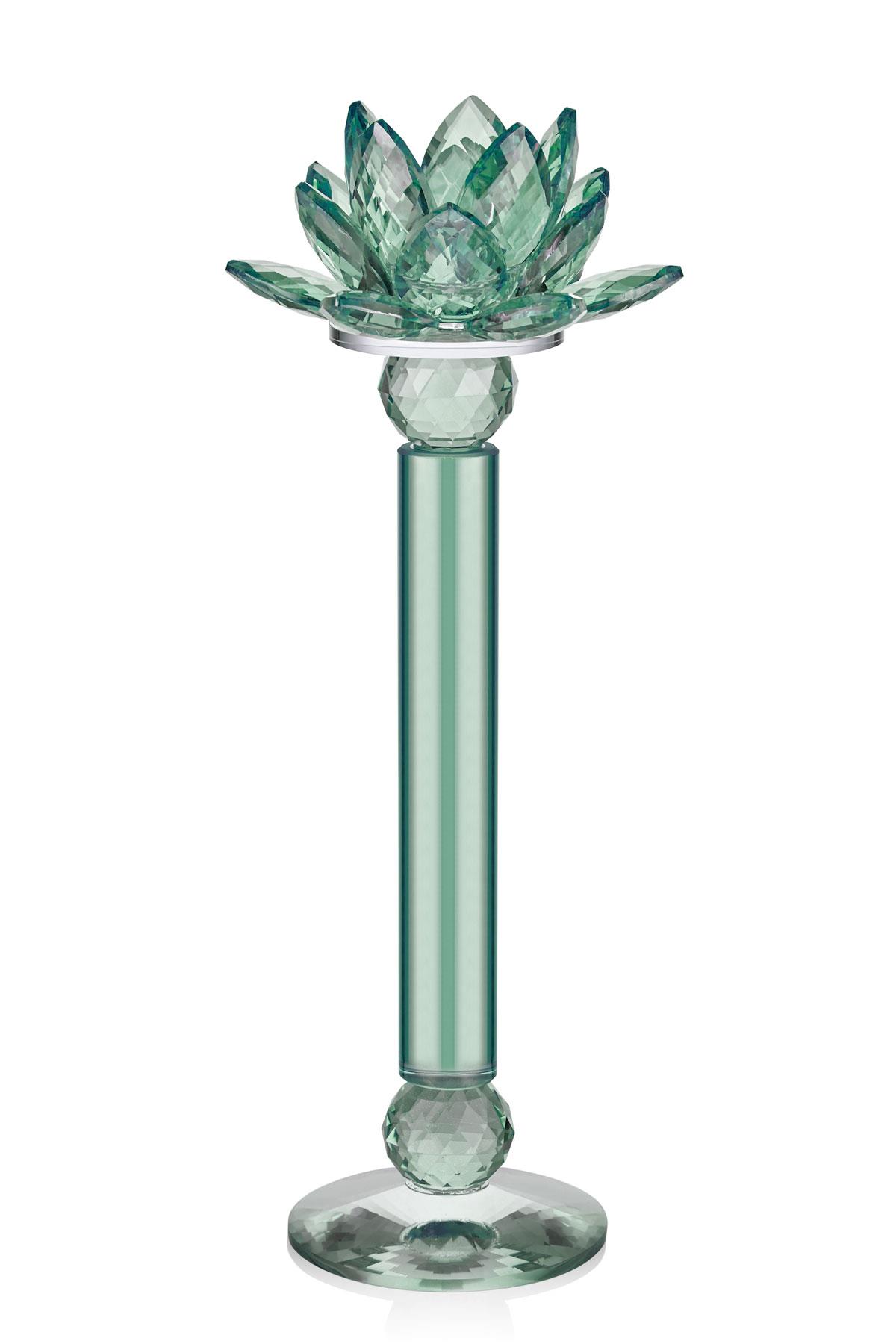 Seta Kristal Lotus Şamdan Yeşil 14*14*35 Cm