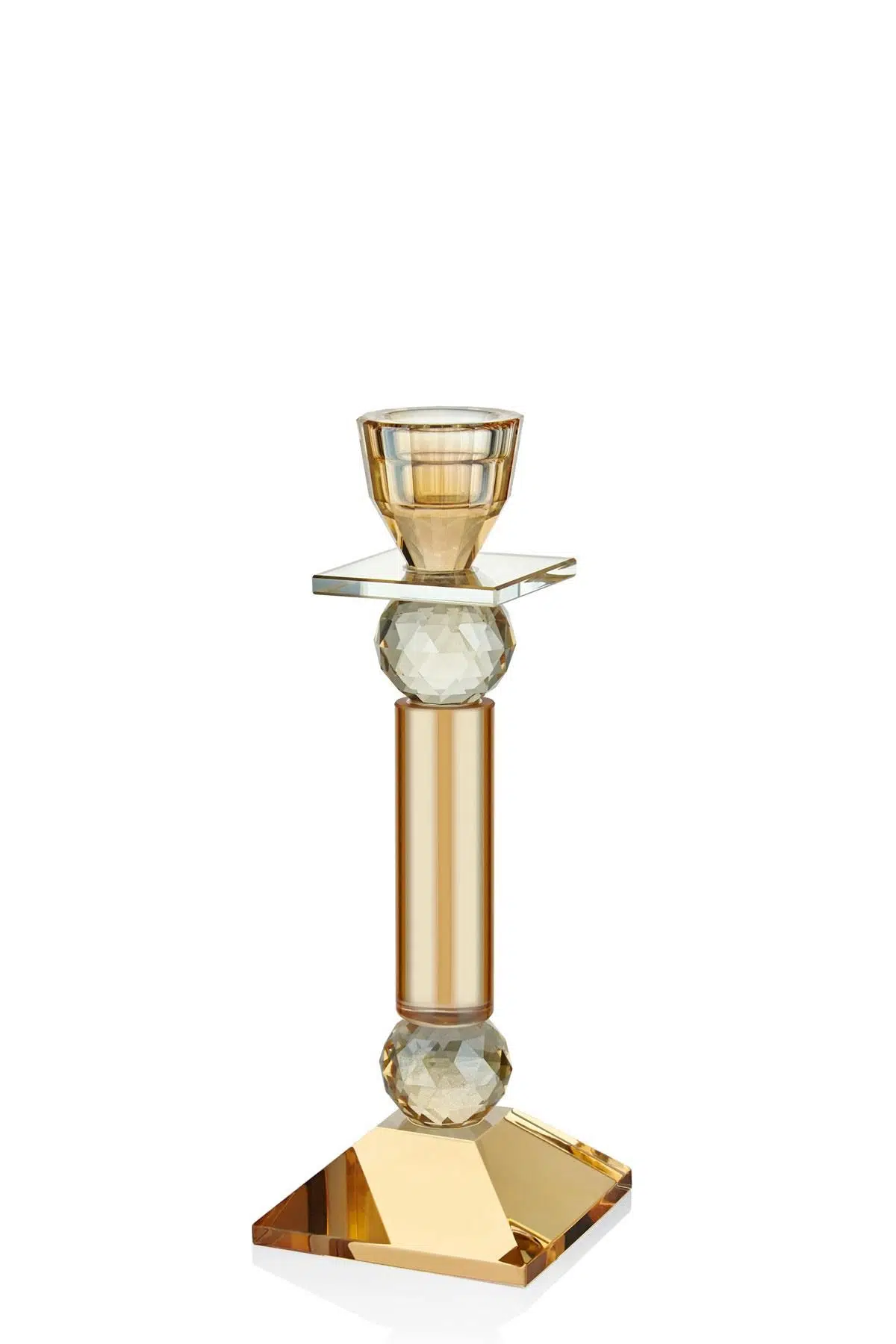 Seta Kristal Piramit Şamdan Amber 9,5*9,5*26 Cm