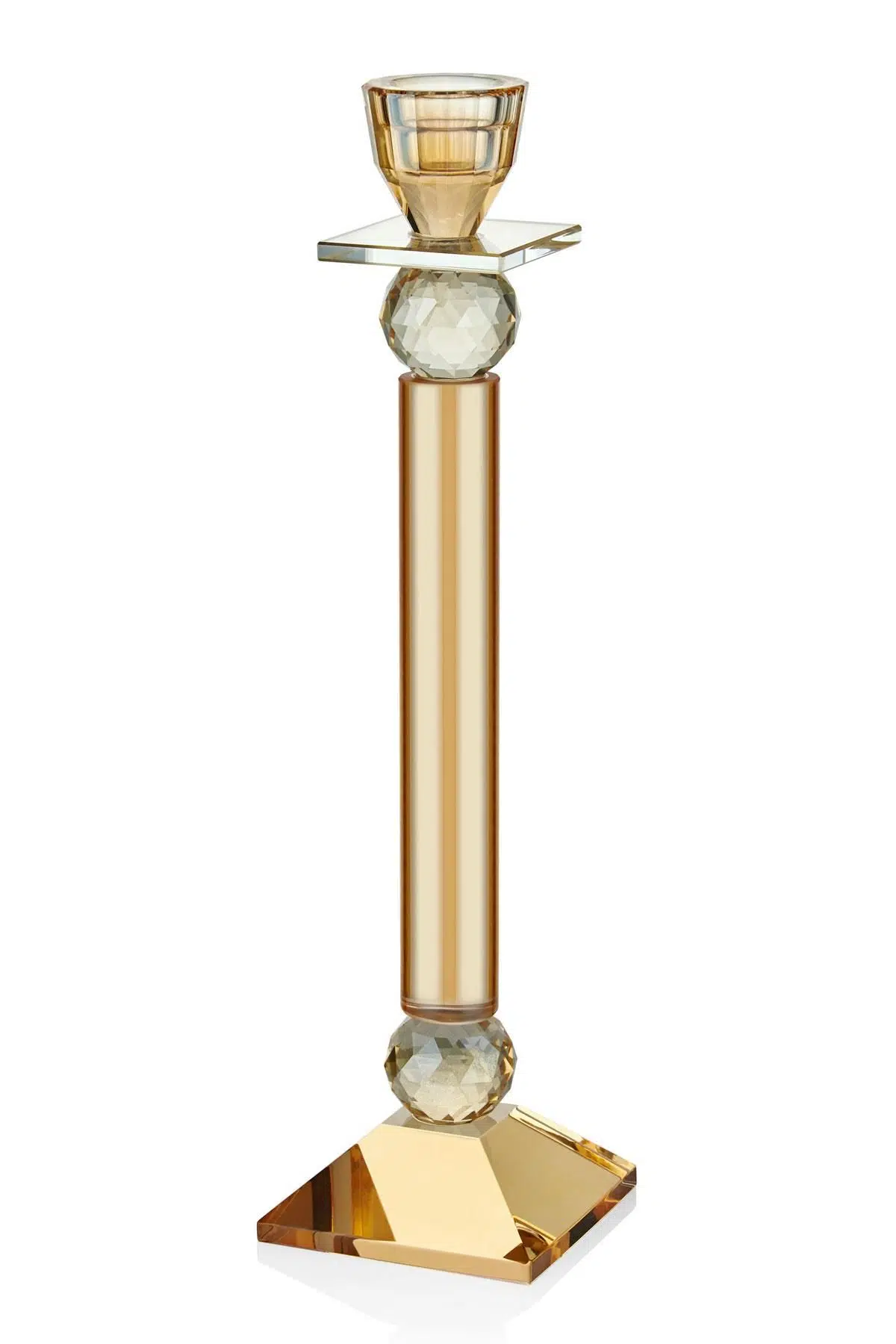 Seta Kristal Piramit Şamdan Amber 9,5*9,5*36 Cm