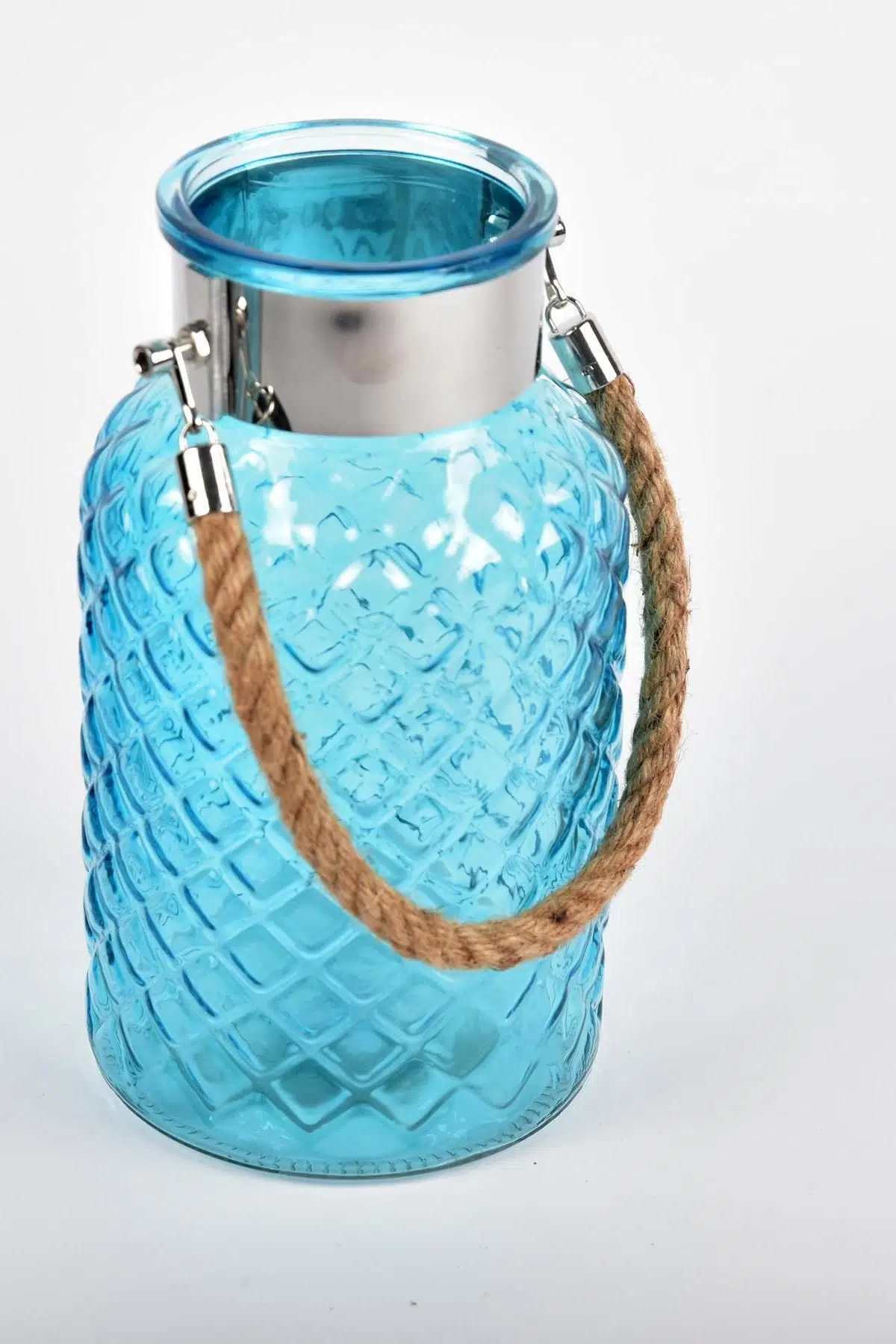 Seta Lantern Cam Fener Büyük Mavi 14*14*26 Cm