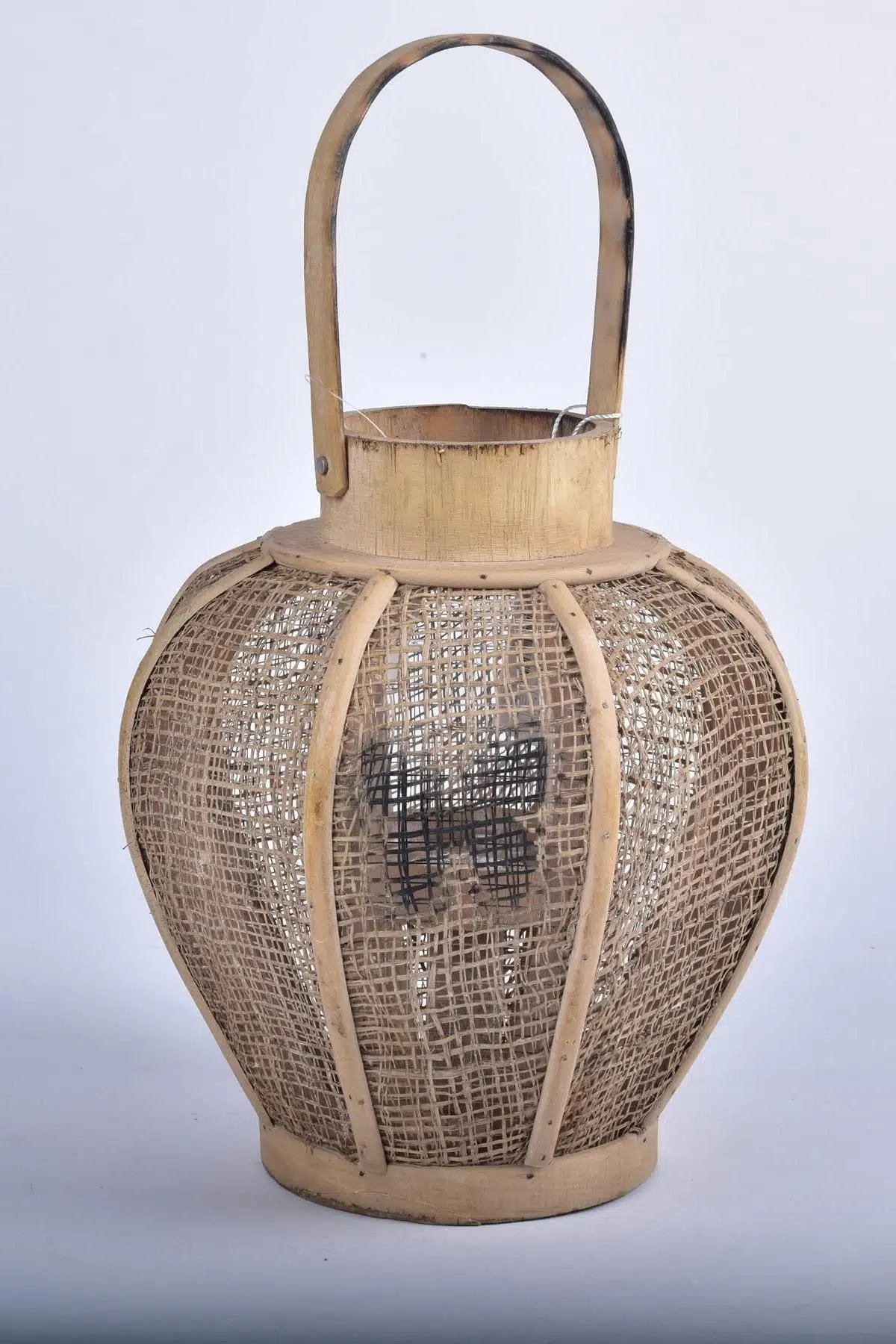 Seta Lantern Fener Basık Yuvarlak Kahve 20*20*39 Cm
