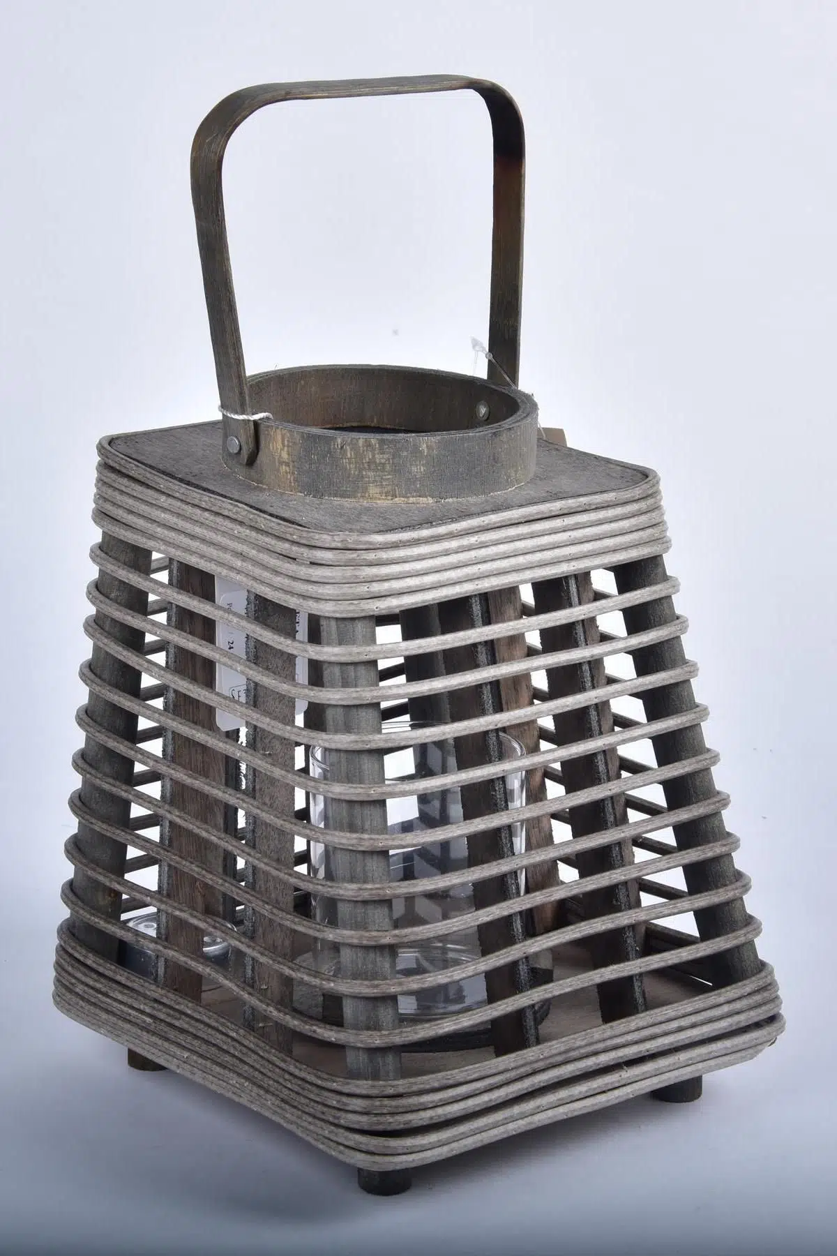 Seta Lantern Fener Çizgi Kare Gri 18*18*32 Cm
